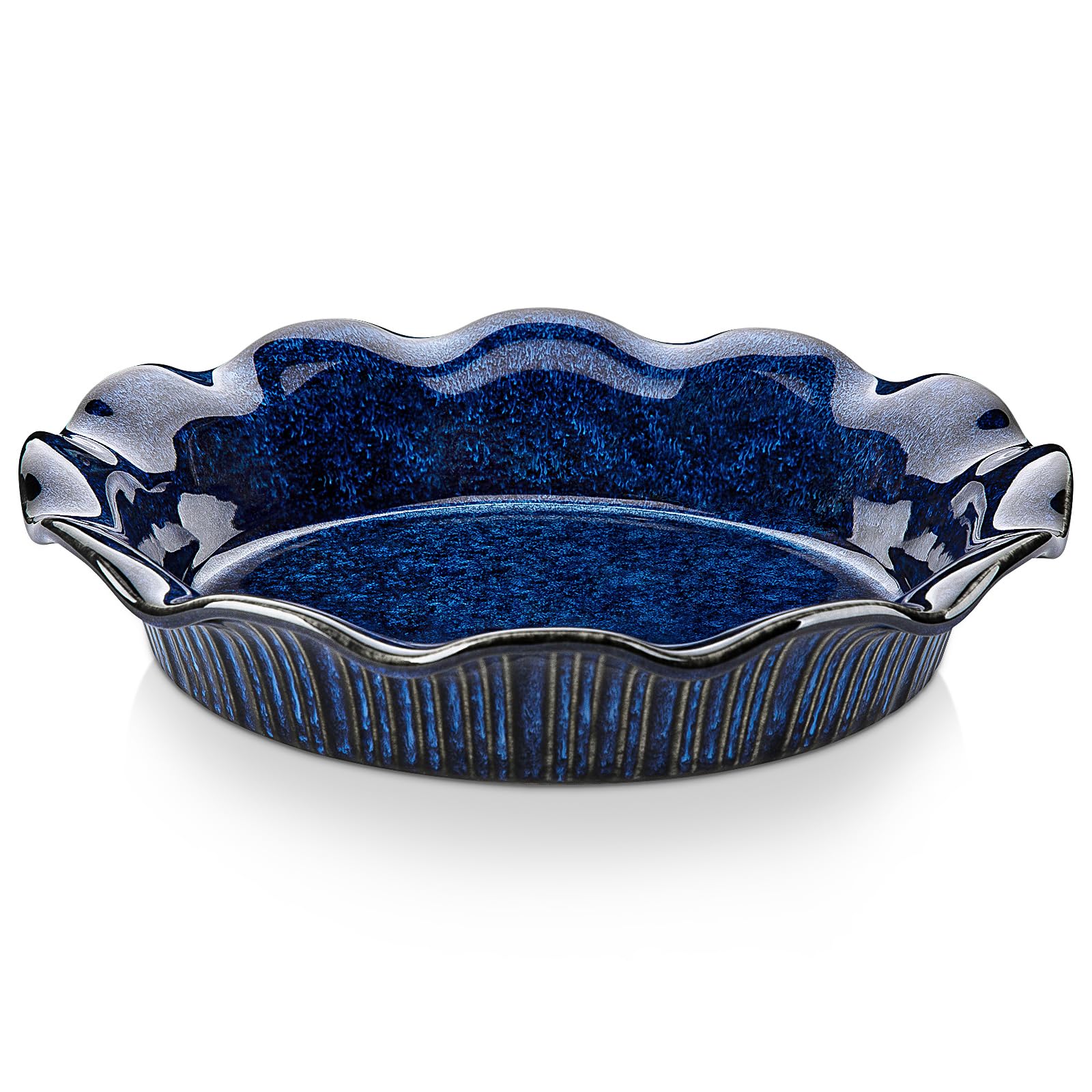vancasso Ceramic Pie Pan for Baking, 9 inch Deep Pie Plates for Apple Pie, Pot Pie, Tart and Quiche, Reactive Glaze Fluted Pie P