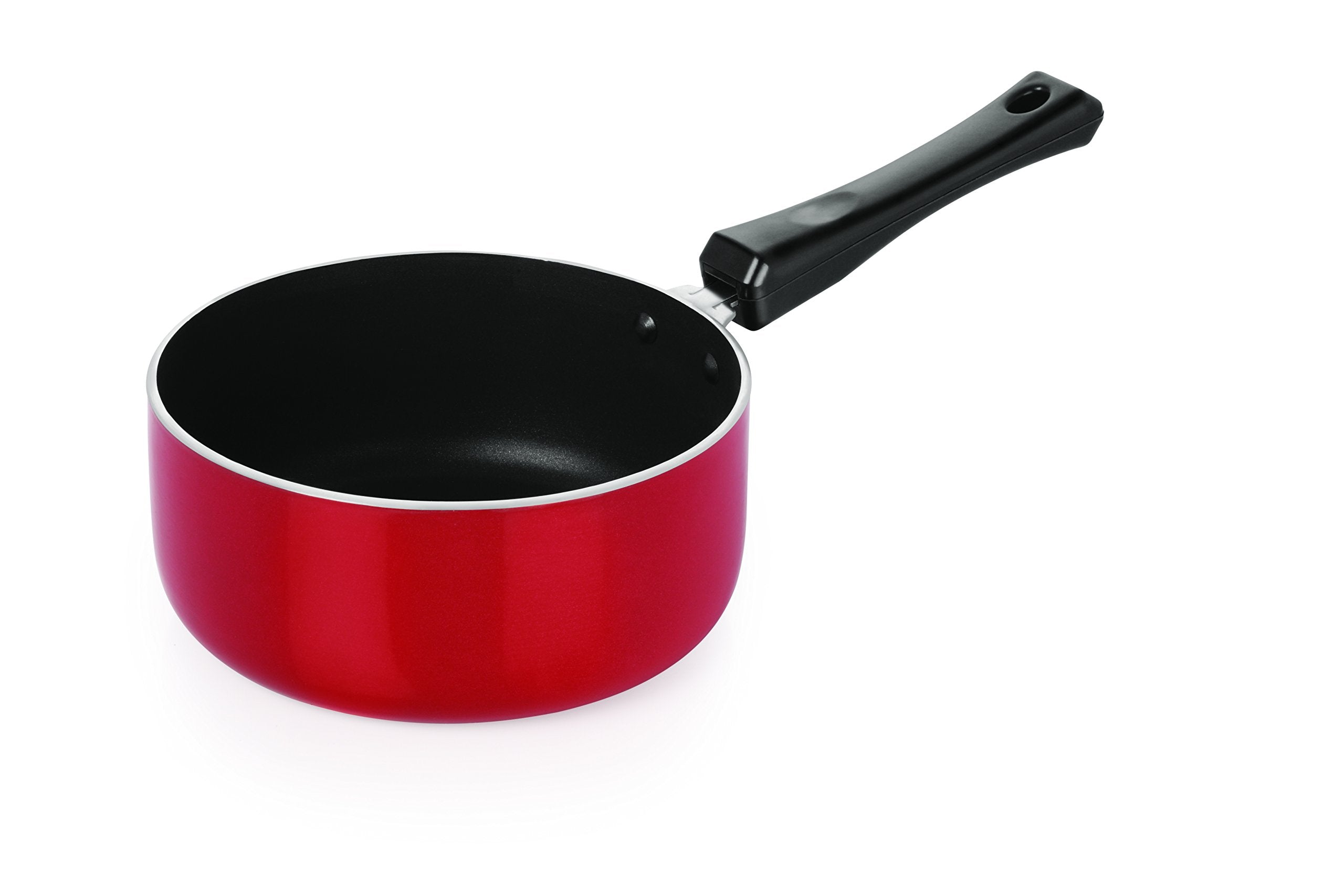 Nirlon NonStick Aluminium Sauce Pan, 1.8 Litres, Red/Black (BtSpb26Mm)