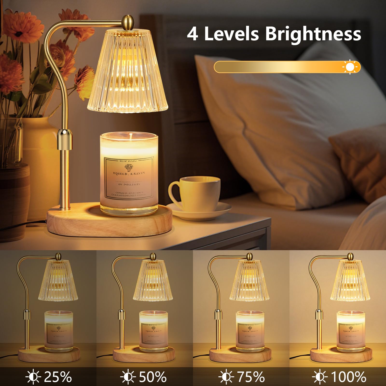 Engpure Candle Warmer Lamp with Timer and Dimmer Adjustable Height for Women Birthday Gift, Home Room Decor, Wax Melt Warmer for