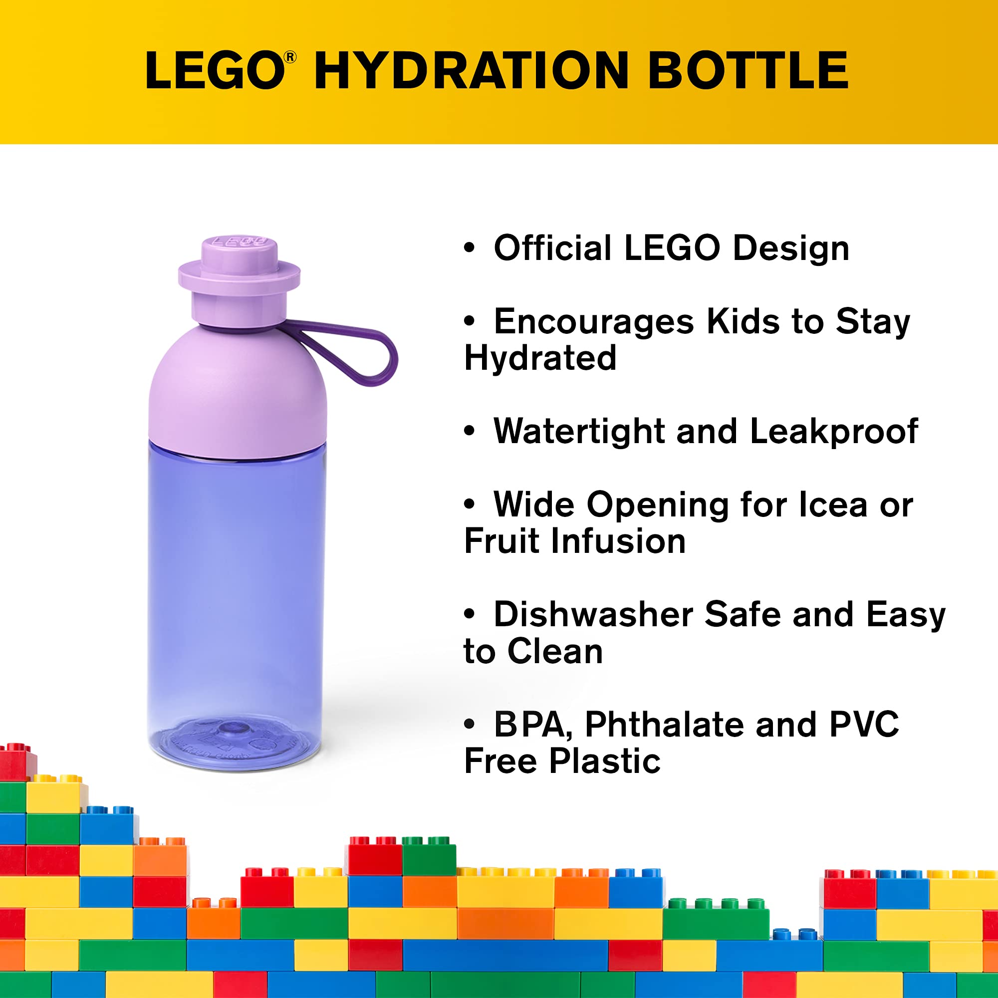 Room Copenhagen Lego Iconic Hydration Bottle, 17 Oz, Lavender