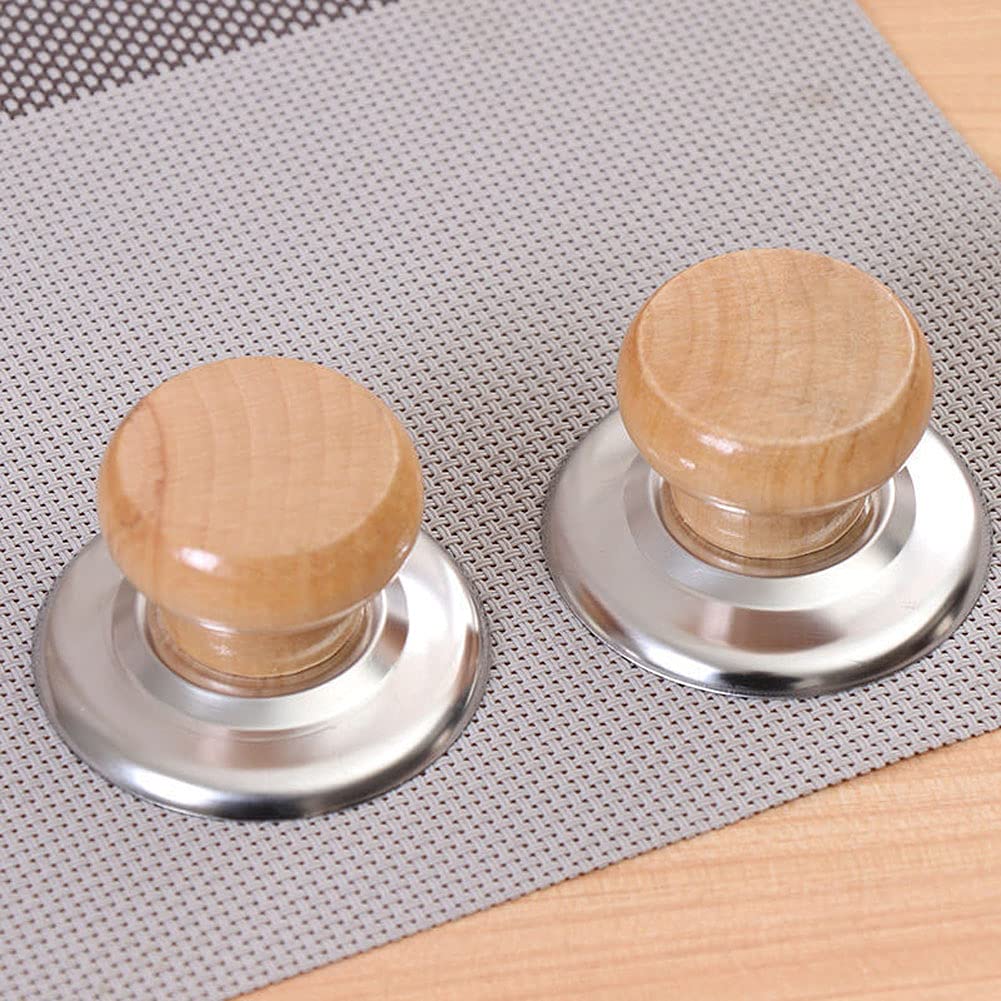 4Pcs Wooden Pot Lid Grip Knob Universal Kitchen Cookware Pot Lid Cover Replacement Knob Handle