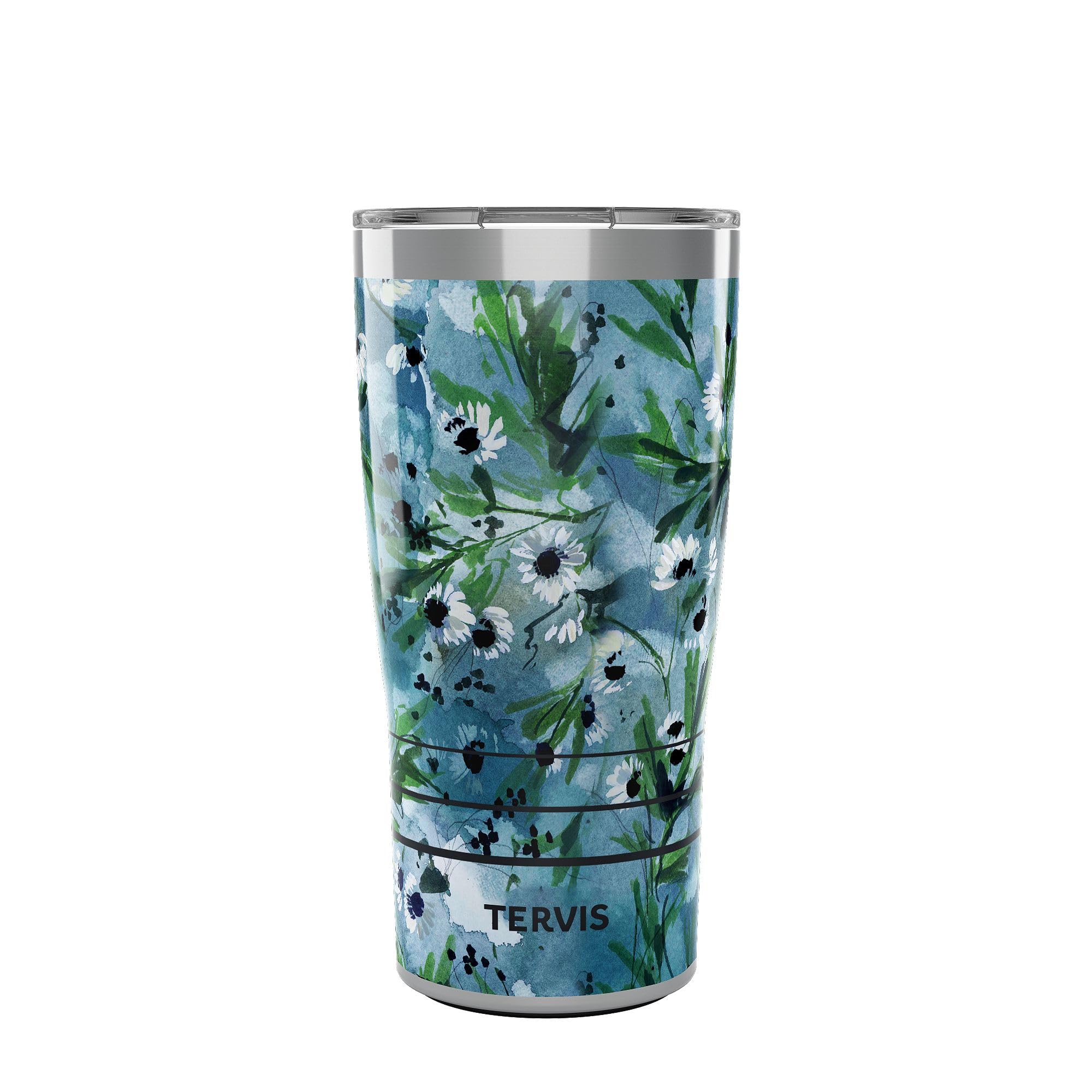Tervis Traveler Kelly Ventura Teal Botanical Triple Walled Insulated Tumbler Travel Cup Keeps Drinks Cold & Hot, 20oz, Stainless