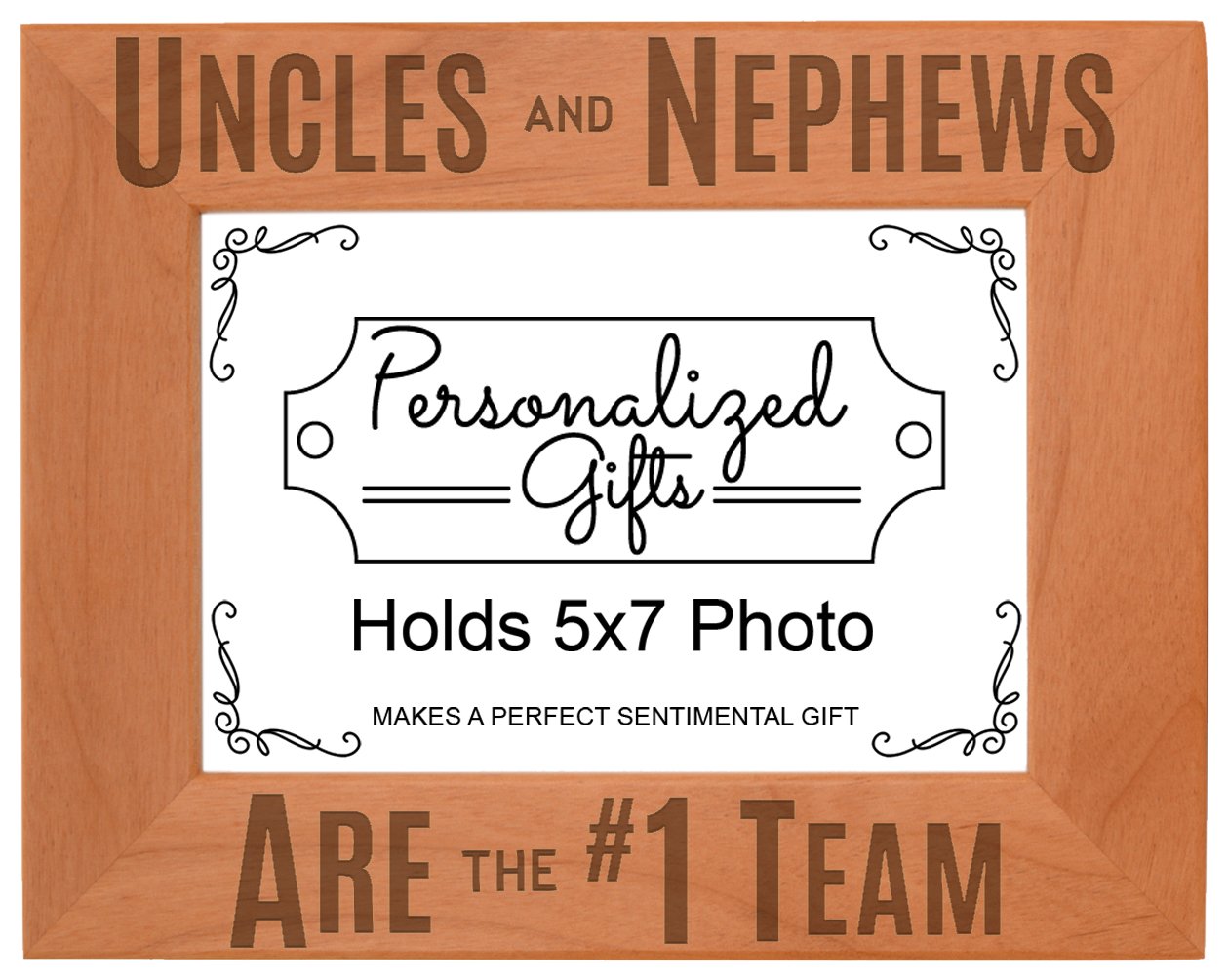 Uncle Nephew Gifts are the #1 Team Natural Wood Engraved 5x7 Landscape Picture Frame Wood