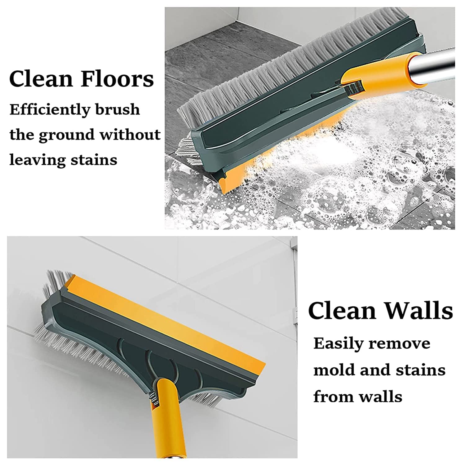Antson Bathroom Cleaning Brush With Wiper, Tiles Cleaning Brush Bathroom Brush With Long Handle Tile Cleaner Brush, Floor Cleani