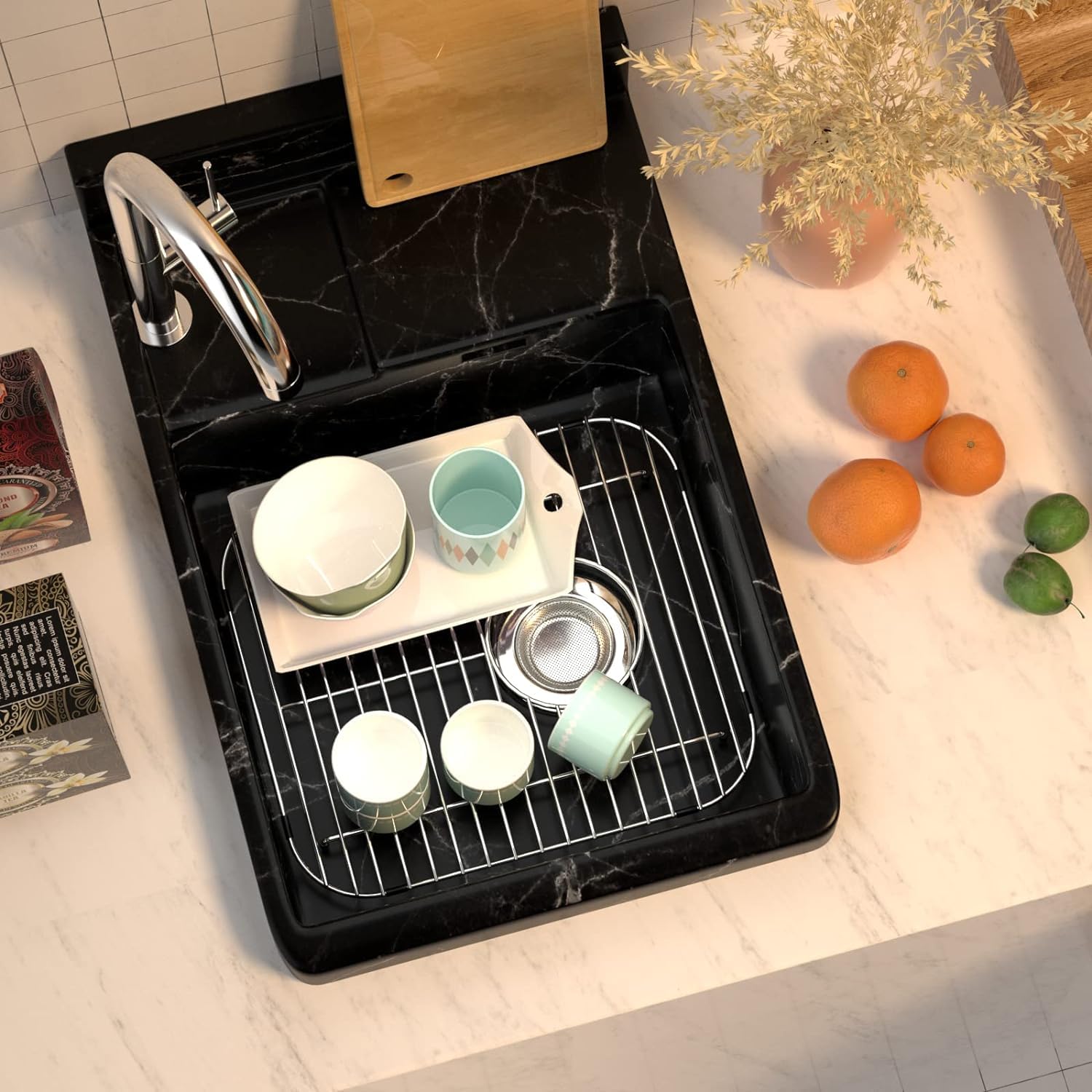 Alonsoo Sink Protectors for Kitchen Sink Stainless Steel Sink Grid  Sink Rack for bottom of Sink 13.2''L?1.6''W with Rear Drain 1 Pack