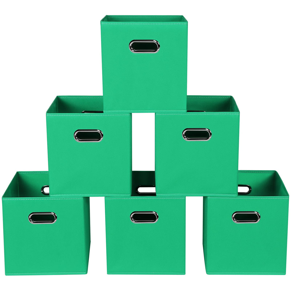 Yunkeeper Green Foldable Storage Bins, 11X11X11, Set Of 6, (Fabric Cube Organizer With Handle, For Cloth Or Accessory Storage)