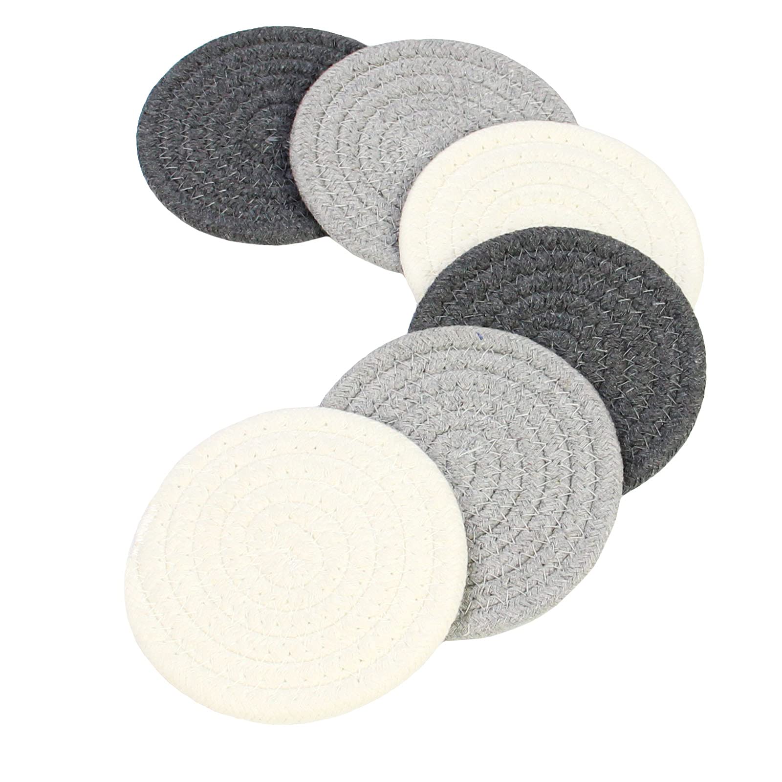 Casaphoria Cotton Woven Coasters For Drinks Absorbent,Round Heat-Resistant Cotton Coasters For Coffee Table,Handmade Braided Fab