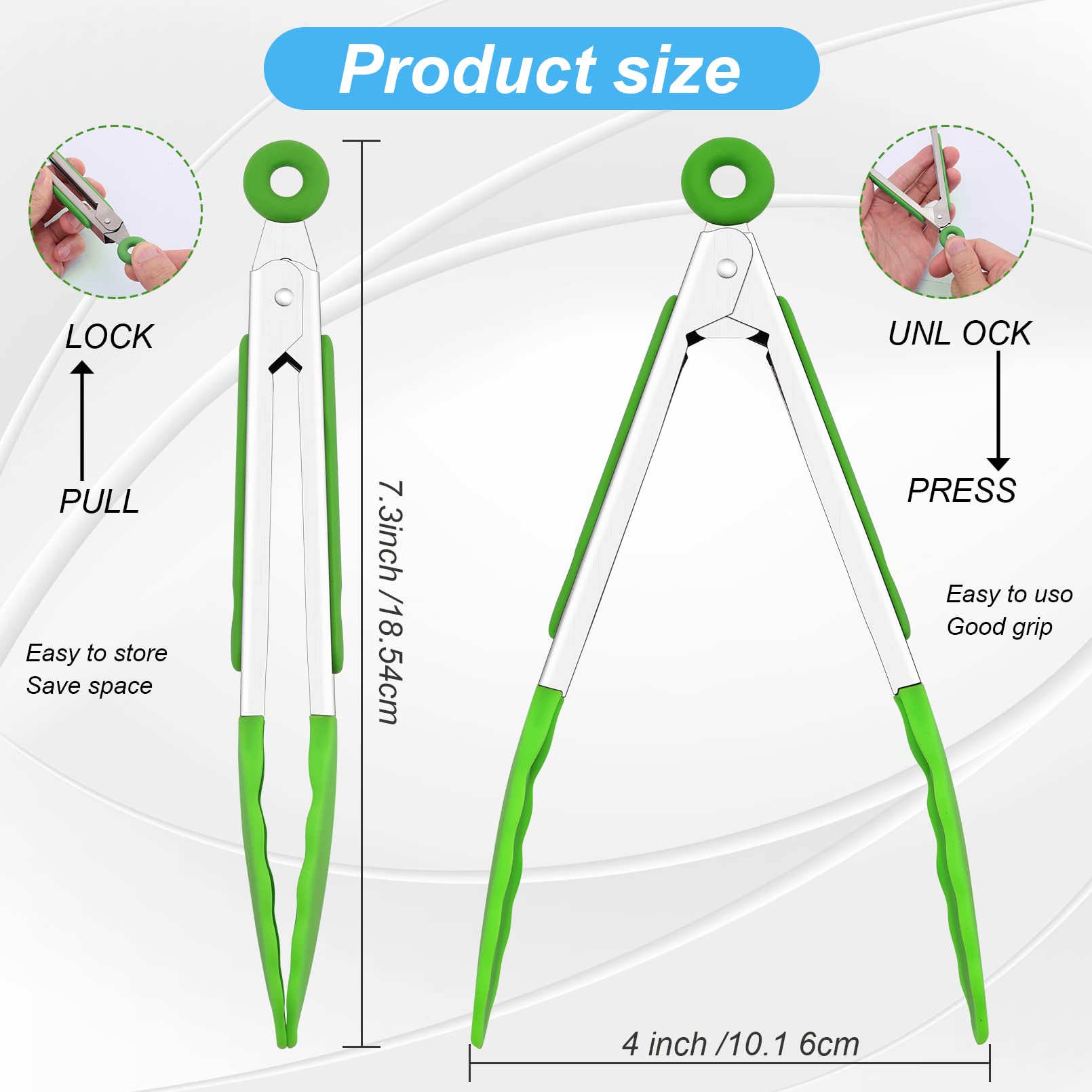 Nunesoke 6Pack Kitchen Tongs,7 Inch Small Silicone Tongs,Serving Tongs With Silicone Tips Sliding Rings,Food Tongs Stainless Ste