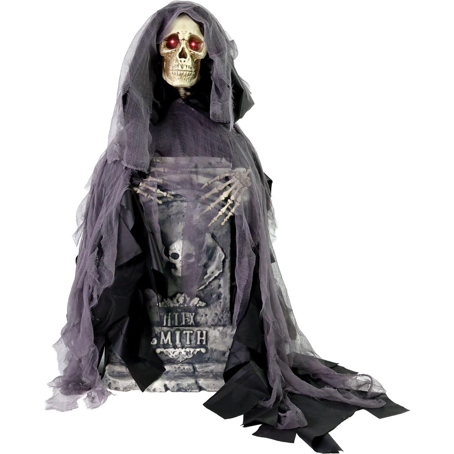 Haunted Hill Farm 3-Ft Rising Reaper with Tombstone, Halloween Accessory, Creepy Horror Movie Skeleton Prop, Spooky Occult Skull