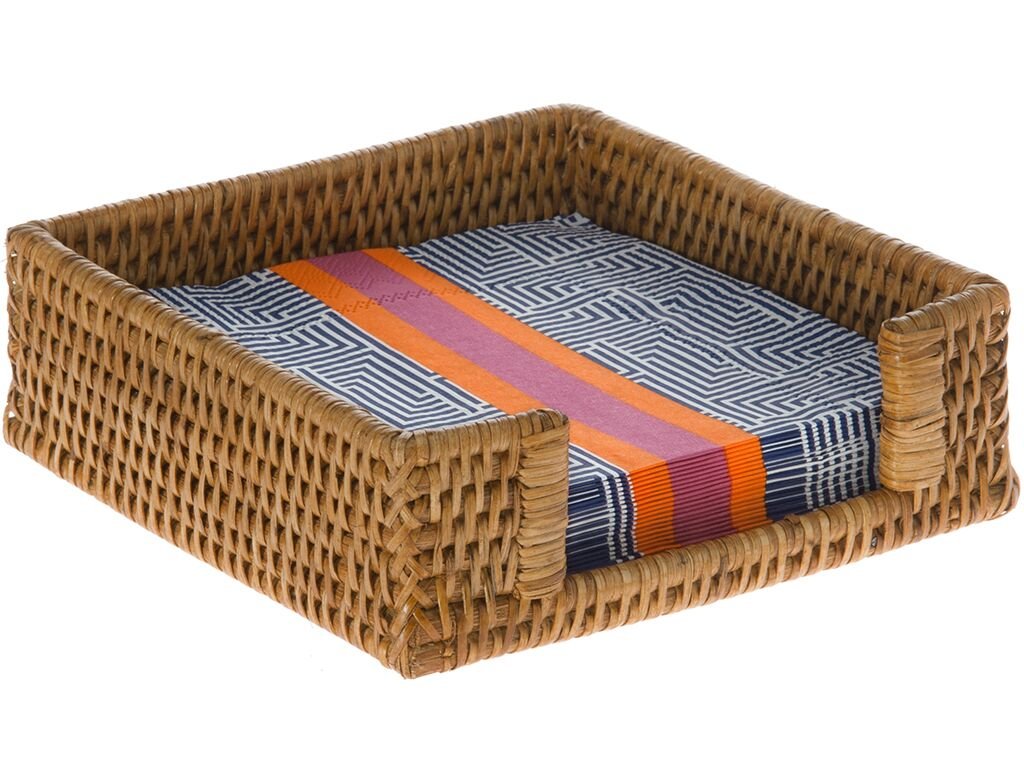Kouboo La Jolla Rattan Napkin Holder, 7.5 Inches X 7.5 Inches X 2.5 Inches, Honey Brown