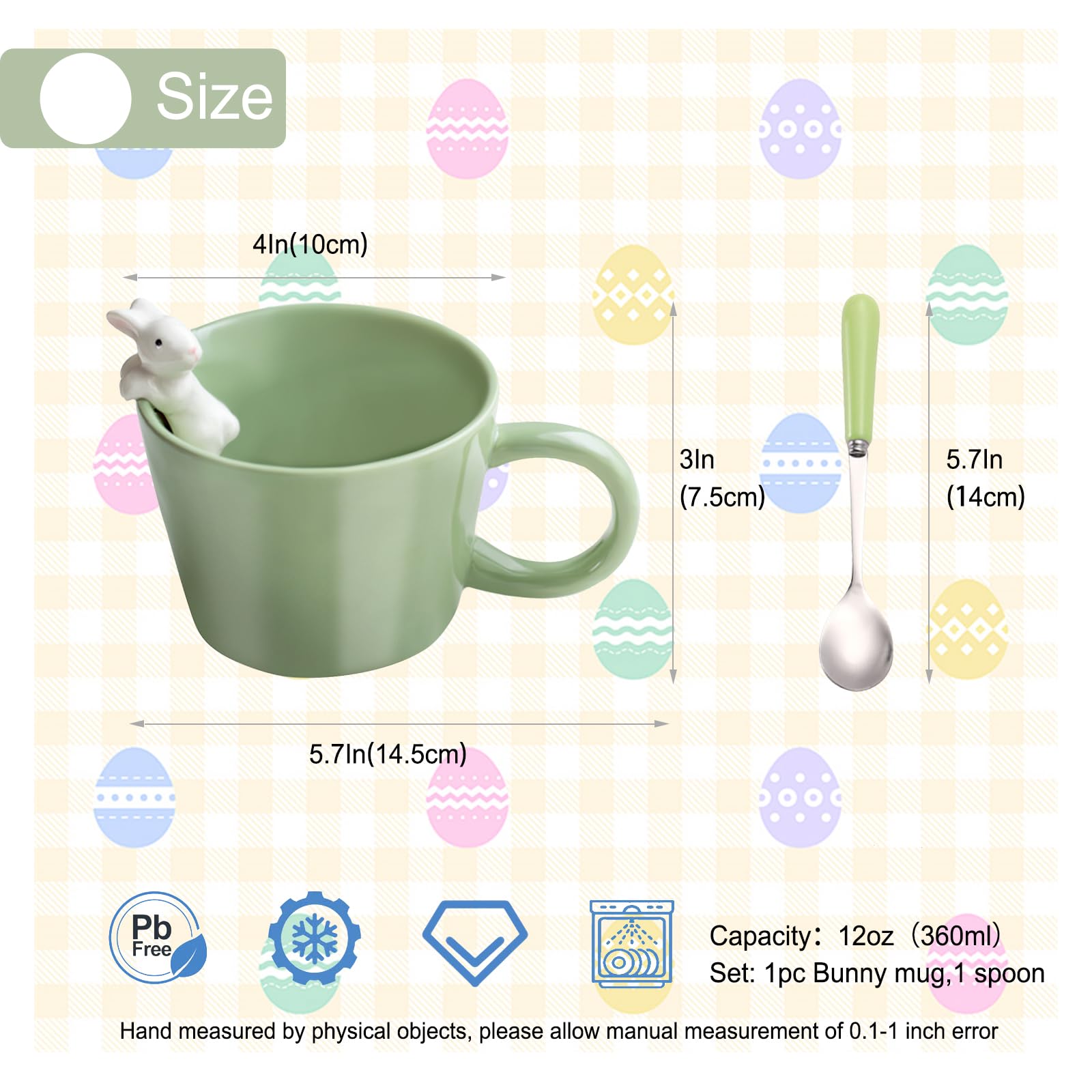 BigNoseDeer Cute Easter Bunny Mugs with 3D Rabbit Inside Kawaii Ceramic Rabbit Coffee Mug with Spoon Cute Gifts Easter Gifts Gag