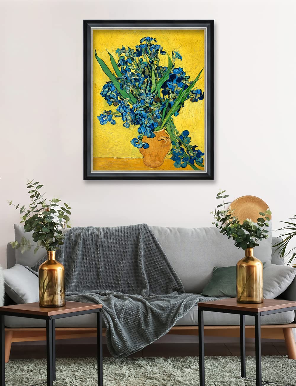 Decorarts - Irises Vase Flower By Vincent Van Gogh. Giclee Print Art Reproduction With Matching Solid Wood Frame In Classical St