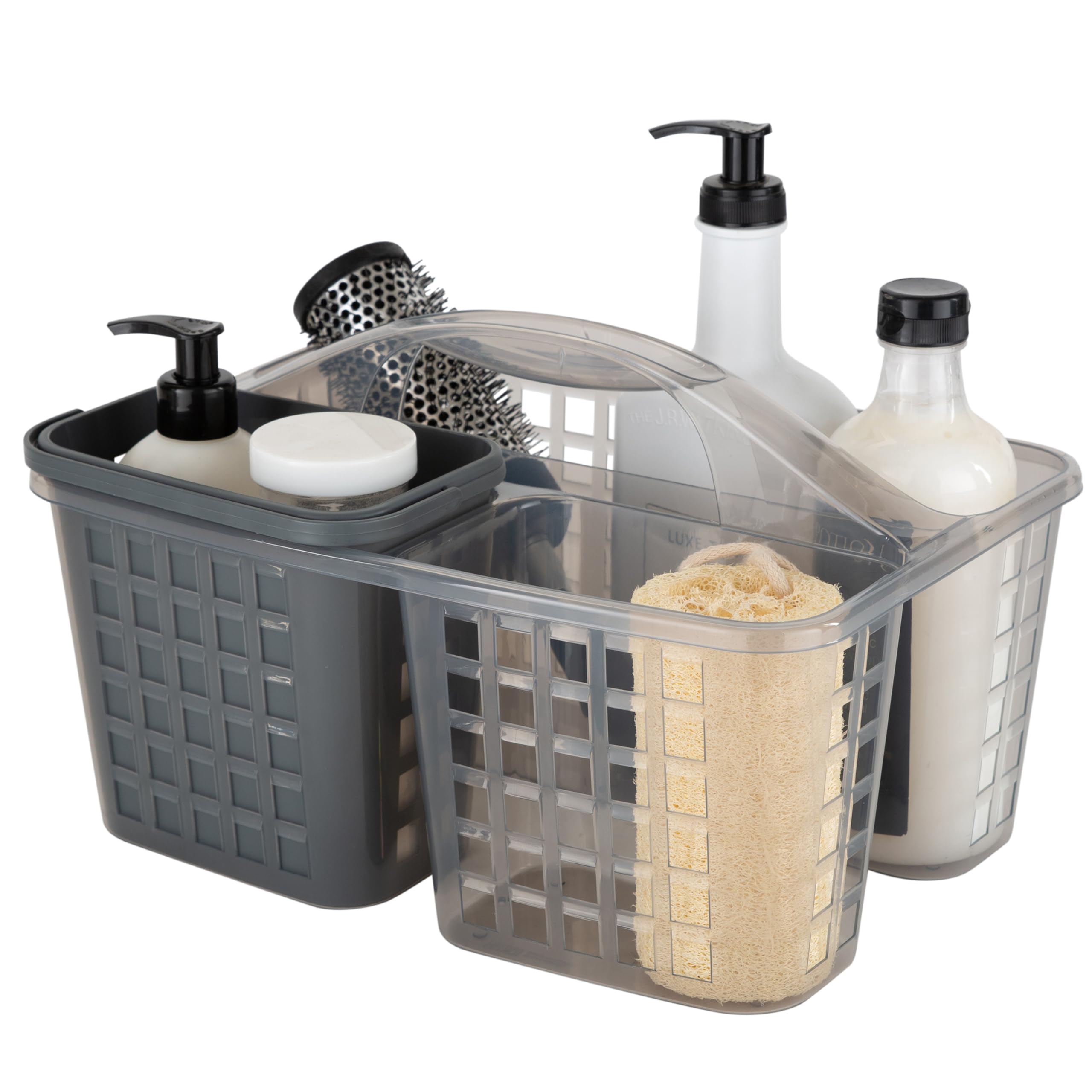 Bath Bliss 2 In 1 Portable, Bathroom Shower Caddy For Shampoo, Conditioner, Soap, And Cosmetics, In Grey Bath Tote (26118-Grey)