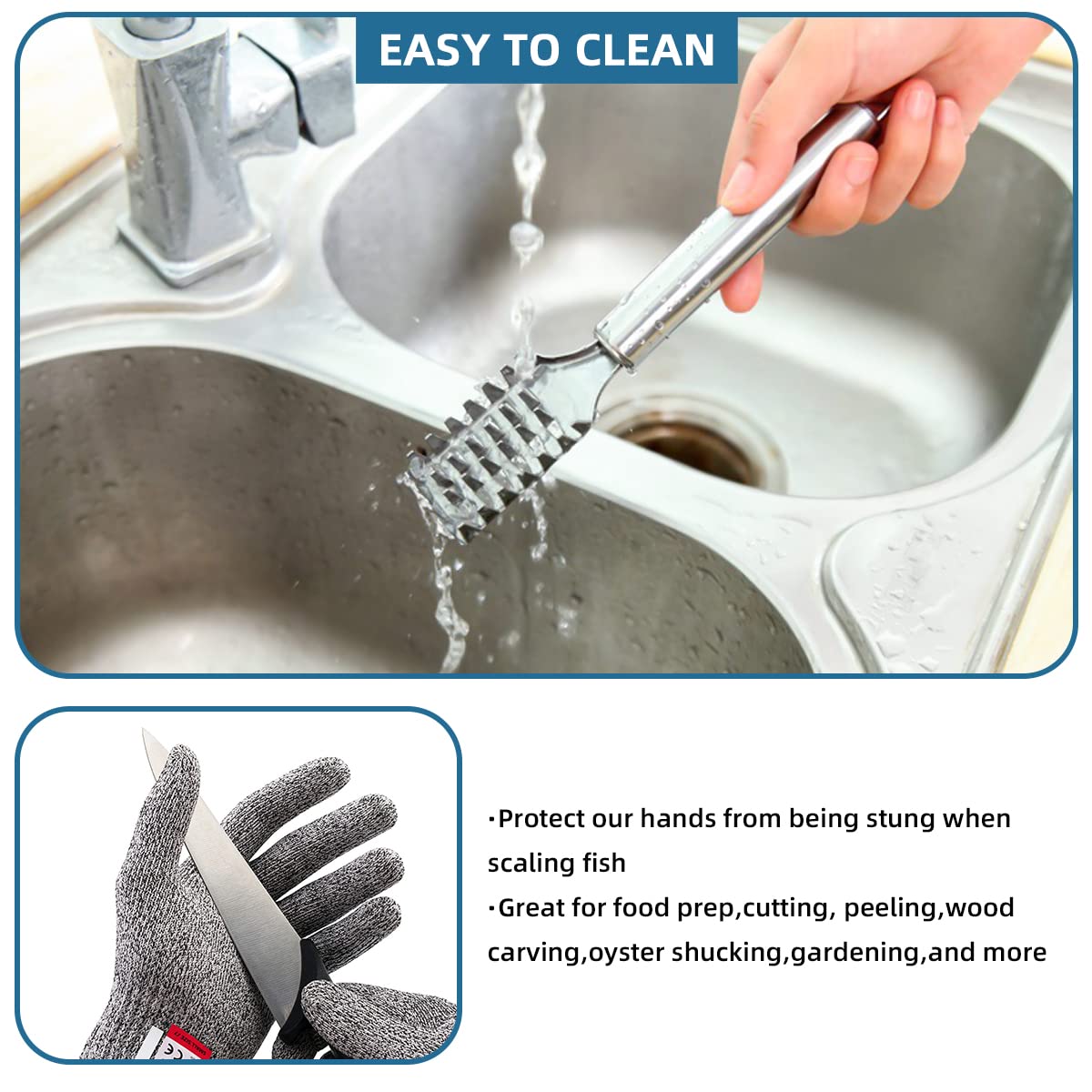 Fish Scaler Stainless Steel Fish Scaler Remover No Mess Easily Remove Fish Scales,Fish Skin Scraper For Kitchen Fish Cleaning Ki