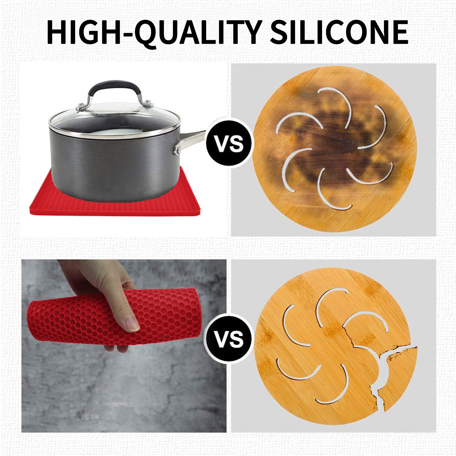 Silicone Trivets For Hot Pots And Pans, 4Pcs Flexible Multipurpose Hot Pads Pot Holders, Heat Resistant Trivet Mats For Hot Dish