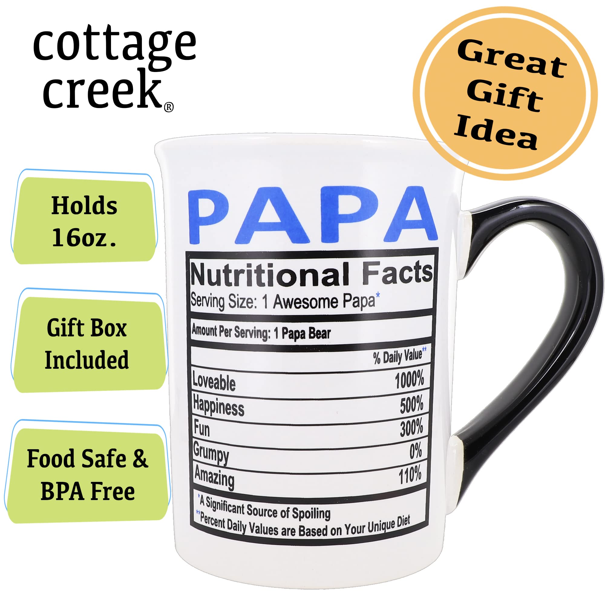 Papa Mug - 16Oz Papa Ceramic Coffee Mug For Coffee Table Decor, Unique Gifts For Men, Mens Gifts, Grandpa Gifts, Mens Gifts For