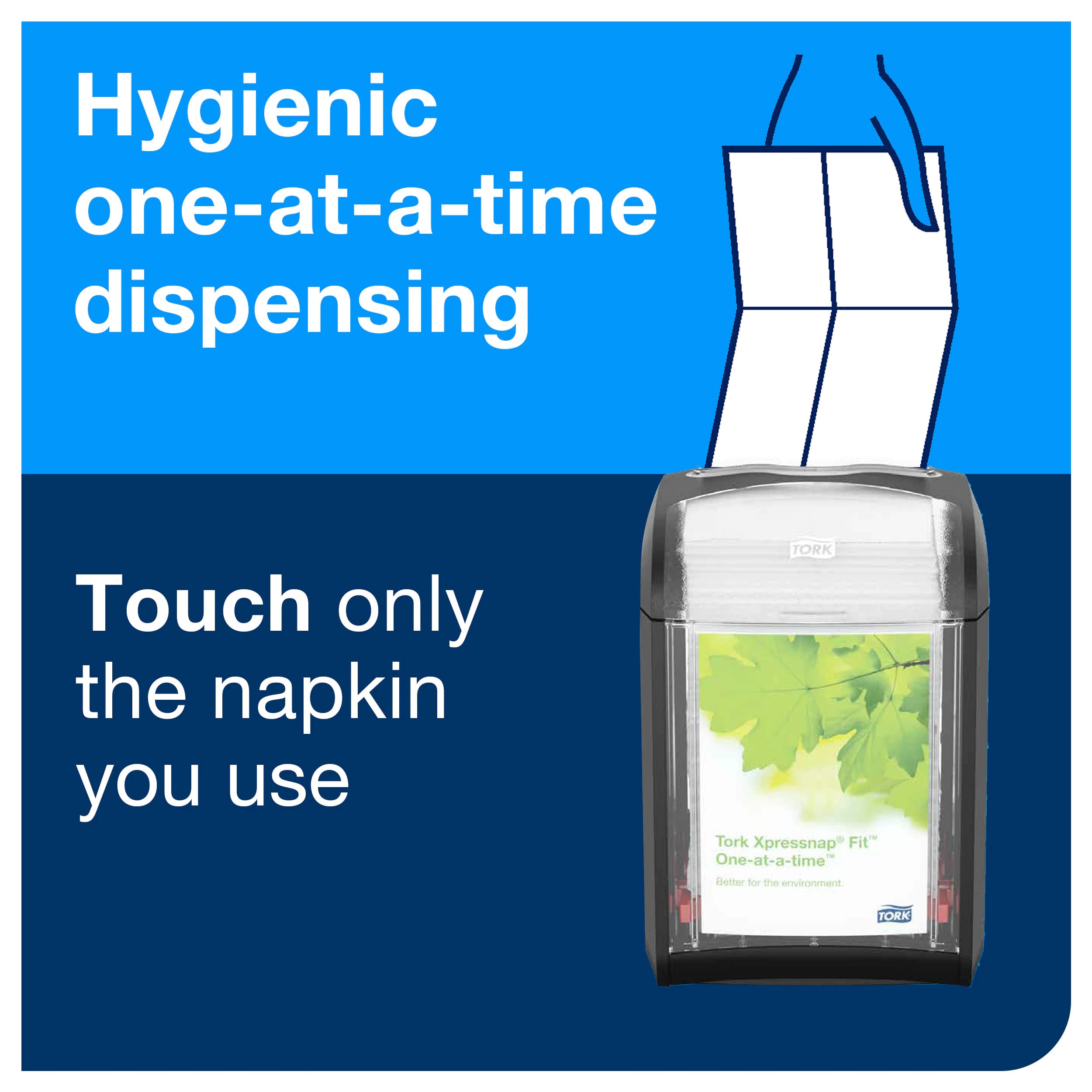 Tork Xpressnap Fit Tabletop Napkin Dispenser Black N14, Signature Range, One-At-A-Time Dispensing, 6.7'' X 4.4'' X 5.6'', 723200