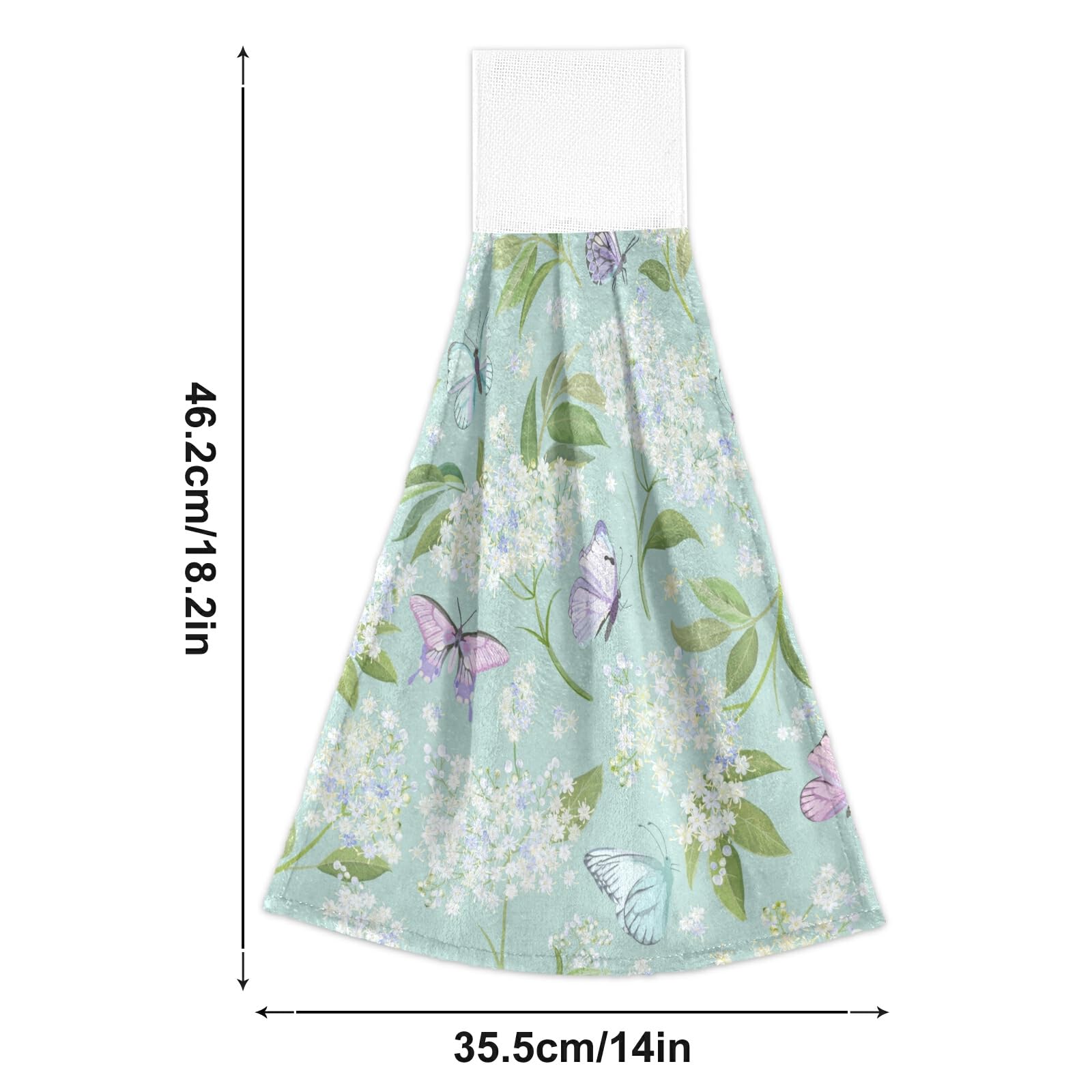 Boccsty Spring Elderflower Butterflies Hanging Kitchen Towels 2 Pieces Floral Background Hand Bath Yowels Dish Towels Tie Towel