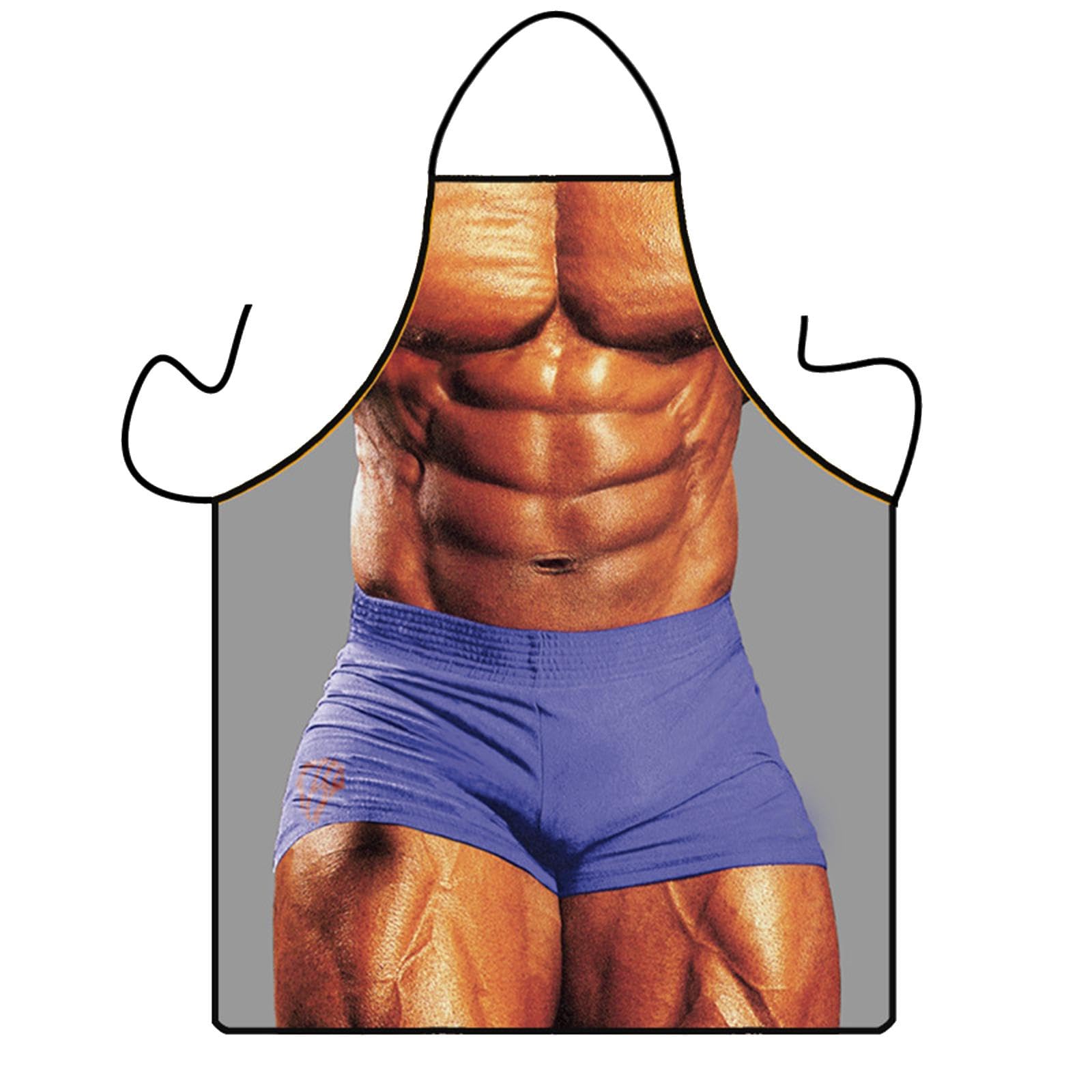 Calandis Funny Aprons For Men Decorative Muscle Man Bib For Commercial Bbq Restaurant Blue Shorts | Aprons | Linens & Textiles |