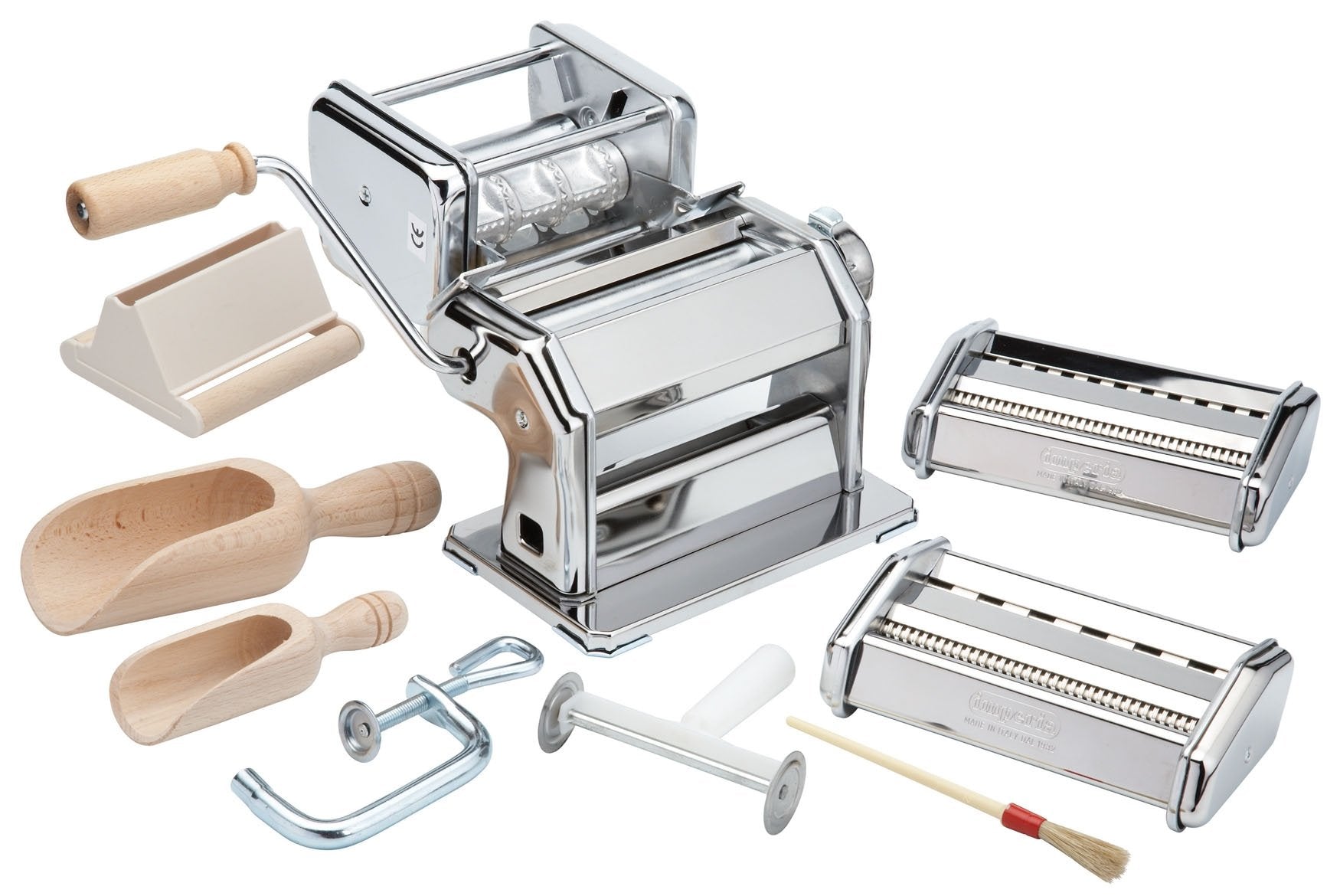 Imperia Pasta Maker Machine- Deluxe 11 Piece Set w Machine, Attachments, Recipes and Accessories - Made in Italy, Make Authentic