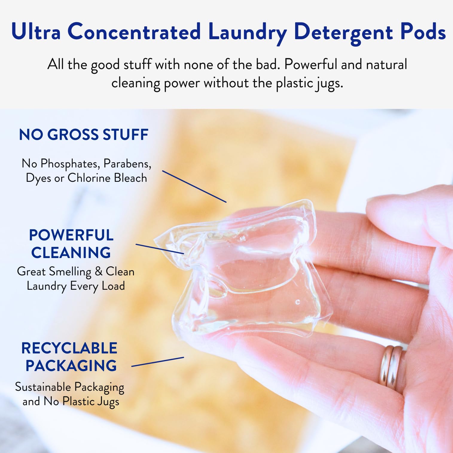 Clean People Laundry Detergent Pods - Plant-Based, Hypoallergenic Laundry Pods - Ultra Concentrated, Plastic Free, Recyclable Pa