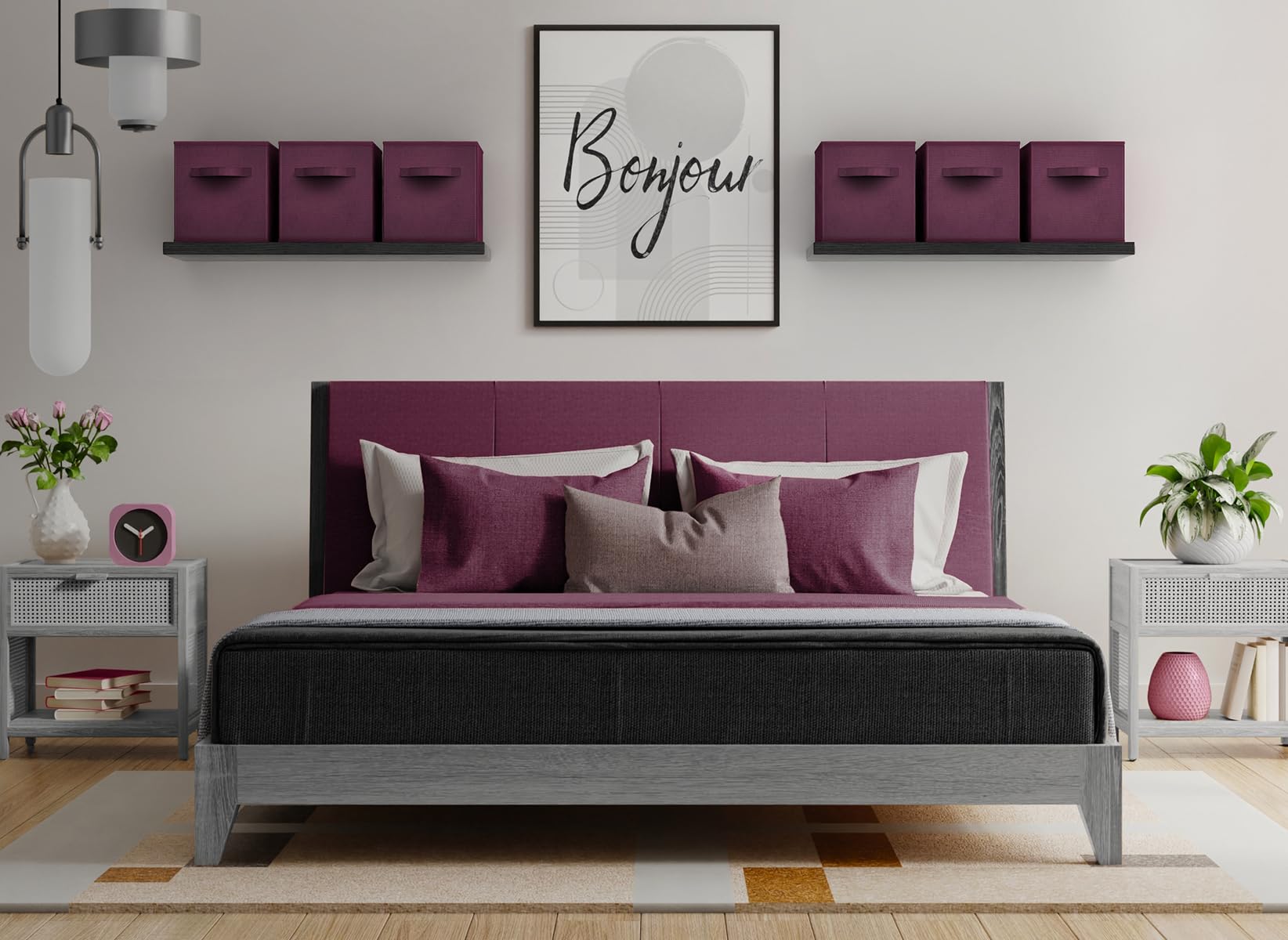 Sorbus Foldable Storage Cubes - 6 Fabric Baskets For Organizing Pantry, Closet, Shelf, Nursery, Playroom, Toy Box, Cubby - 11 In