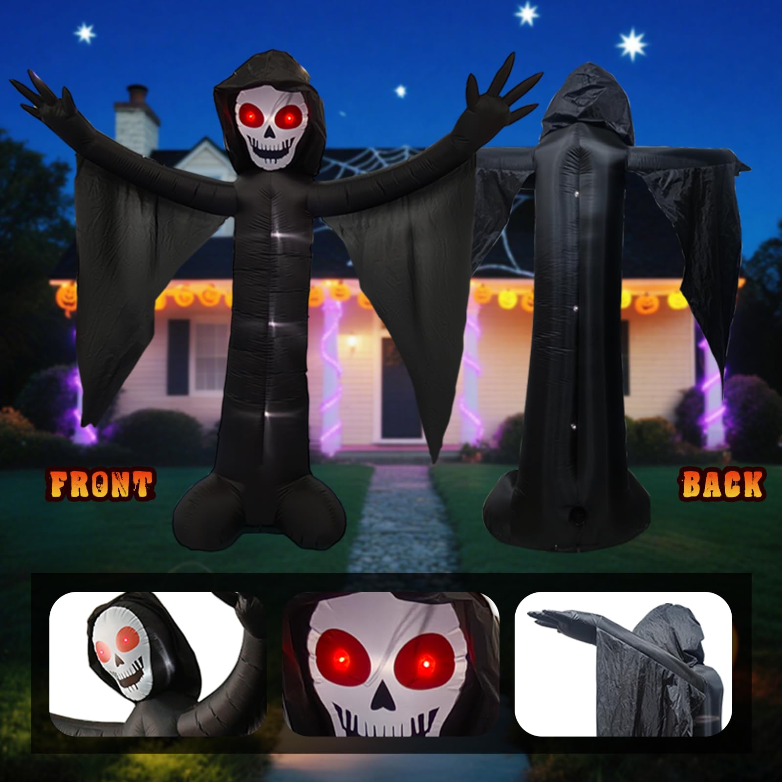 10FT Ghost Halloween Inflatable with Built-in LED Lights, Demon Ghost Inflatables Decoration, Blow Up Lawn Yard Garden Inflatabl