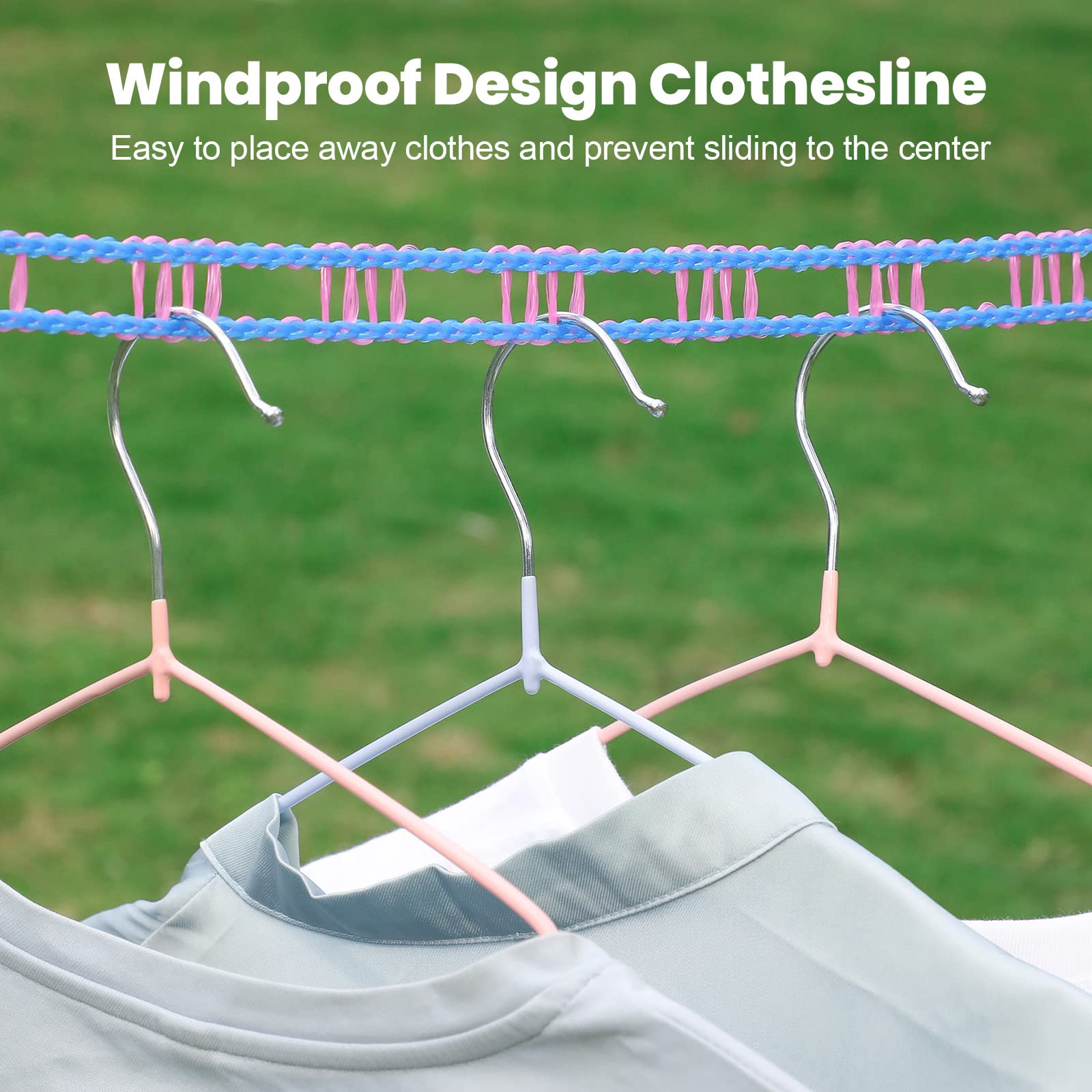 Hisafa 3-Pack Windproof Clothesline With Hooks - Super Strong And Durable, Pe Material, 16Ft - Ideal For Indoor/Outdoor Use & Tr