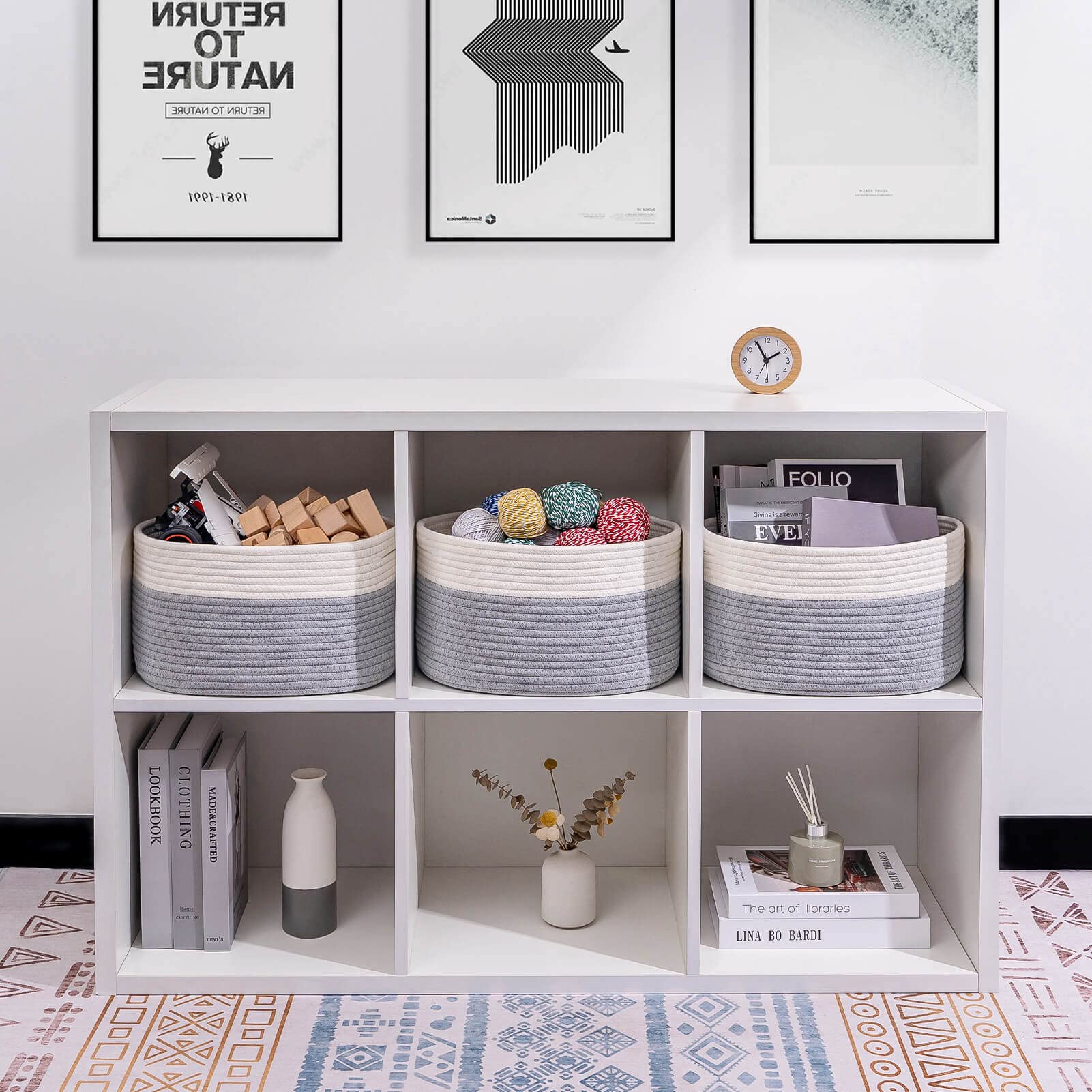 Cubesland Off Whitegrey Storage Baskets Bins For Shelvesorganizing,Woven Cube Storage Baskets Bins For Storage, Organizing Baske