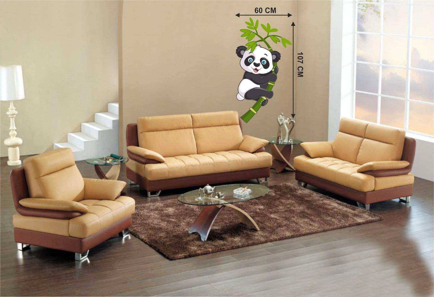 Merical Birdcase Key, Royal Ganesh, Royal Peacock, Baby Panda Wall Stickers for Living Room, Hall, Wall Dcor (Material: PVC Viny