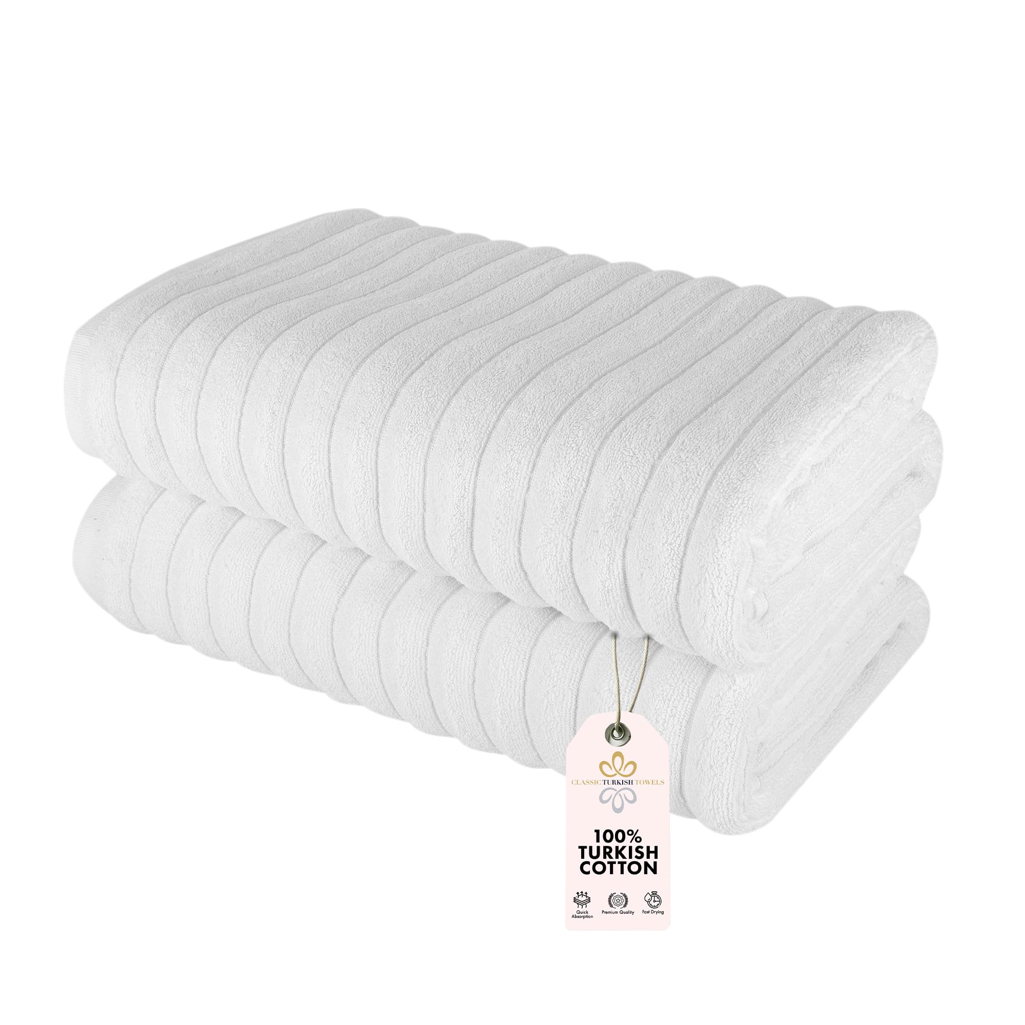 Classic Turkish Towels Ctt Premium Jumbo Bath Sheets 2 Pack, 100% Turkish Cotton, Absorbent & Ultra Comfy Bath Towel Sheets For
