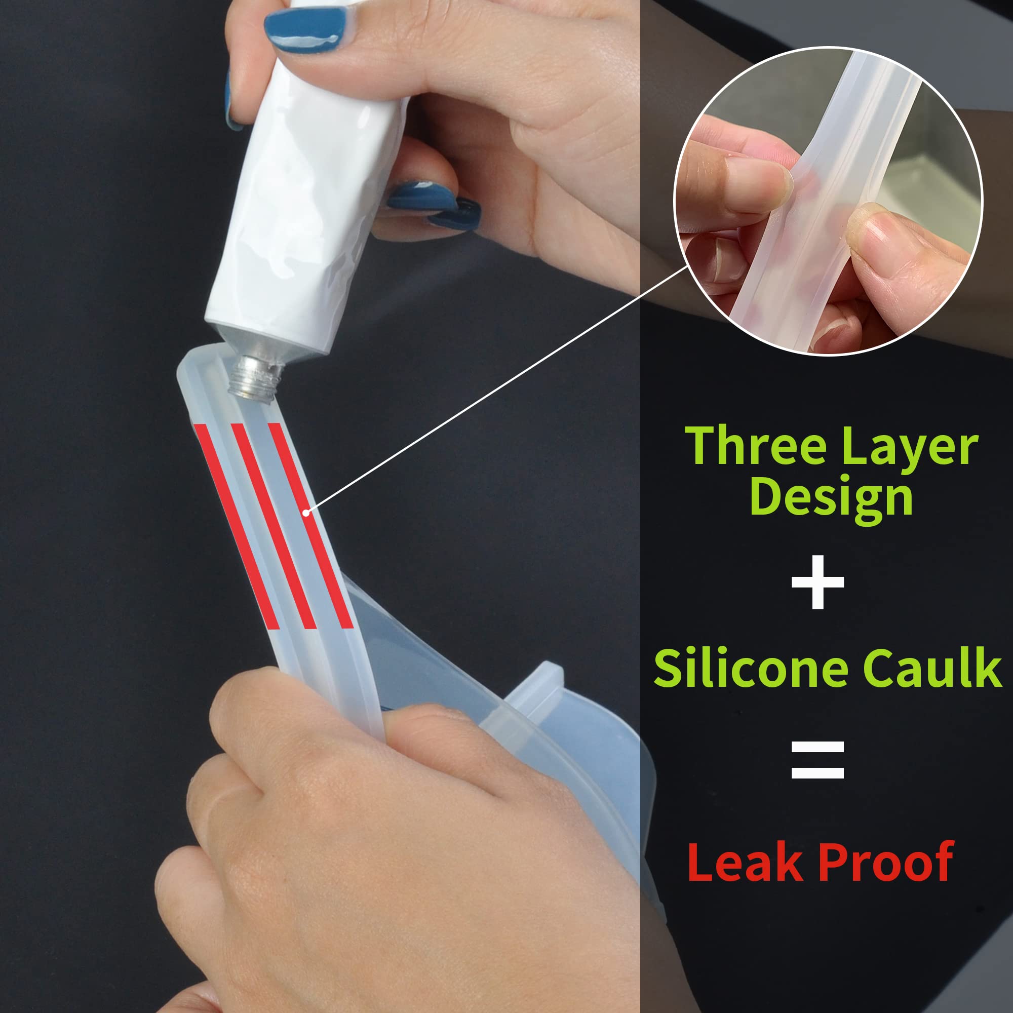 Mofason Silicone Shower Splash Guard, Clear Bathtub Corner Splash Guard, Bathroom Shower Water Guard With Adhesive For Fixing, C