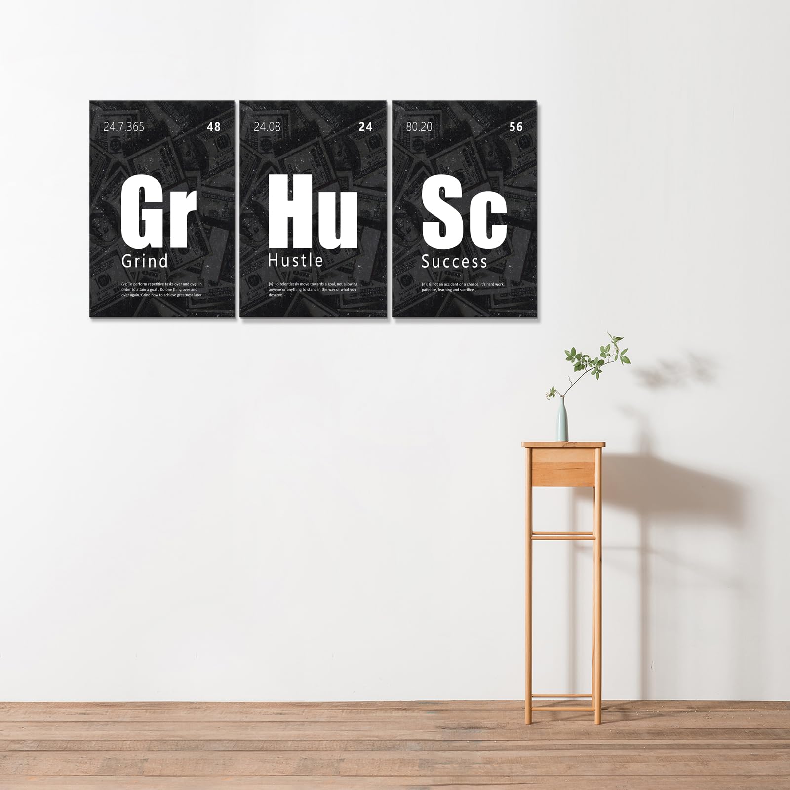 Kawahone Motivational Wall Art Success Posters-Grind Hustle Success Inspirational Quotes Canvas Prints For Office, Home Office,