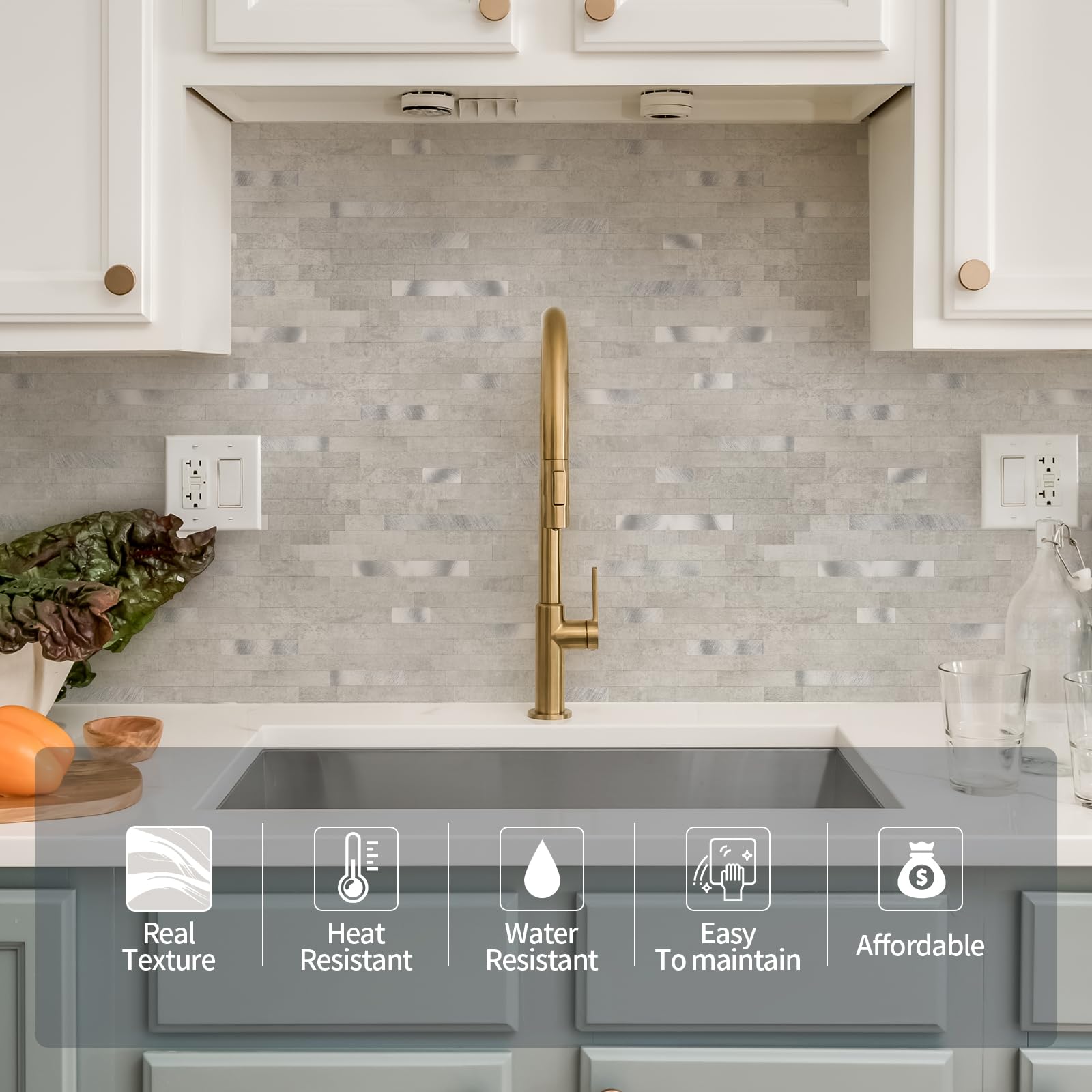 10 - Sheet Peel and Stick Backsplash Wall Tile, PVC Kitchen Backsplash, Stick on Tiles for Backsplash Kitchen (12   X 12  , Whit