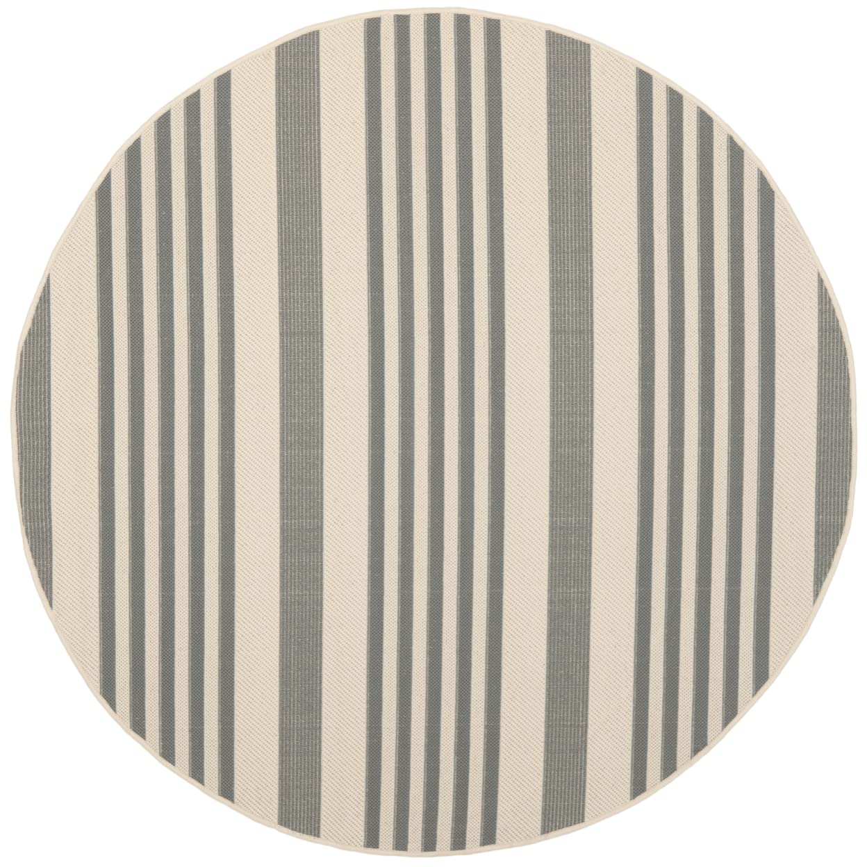 SAFAVIEH Courtyard Collection 53 Round Grey/Bone CY6062 Stripe Indoor/ Outdoor--Waterproof Easy--Cleaning Patio Backyard Mudroo