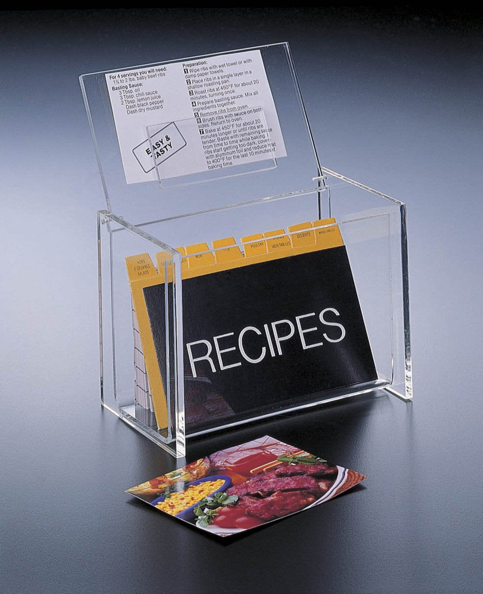 Acrylic Lucite Recipe Box Holder With Lid Display Box And Recipe Cards 5 X 3 By Huang Acrylic