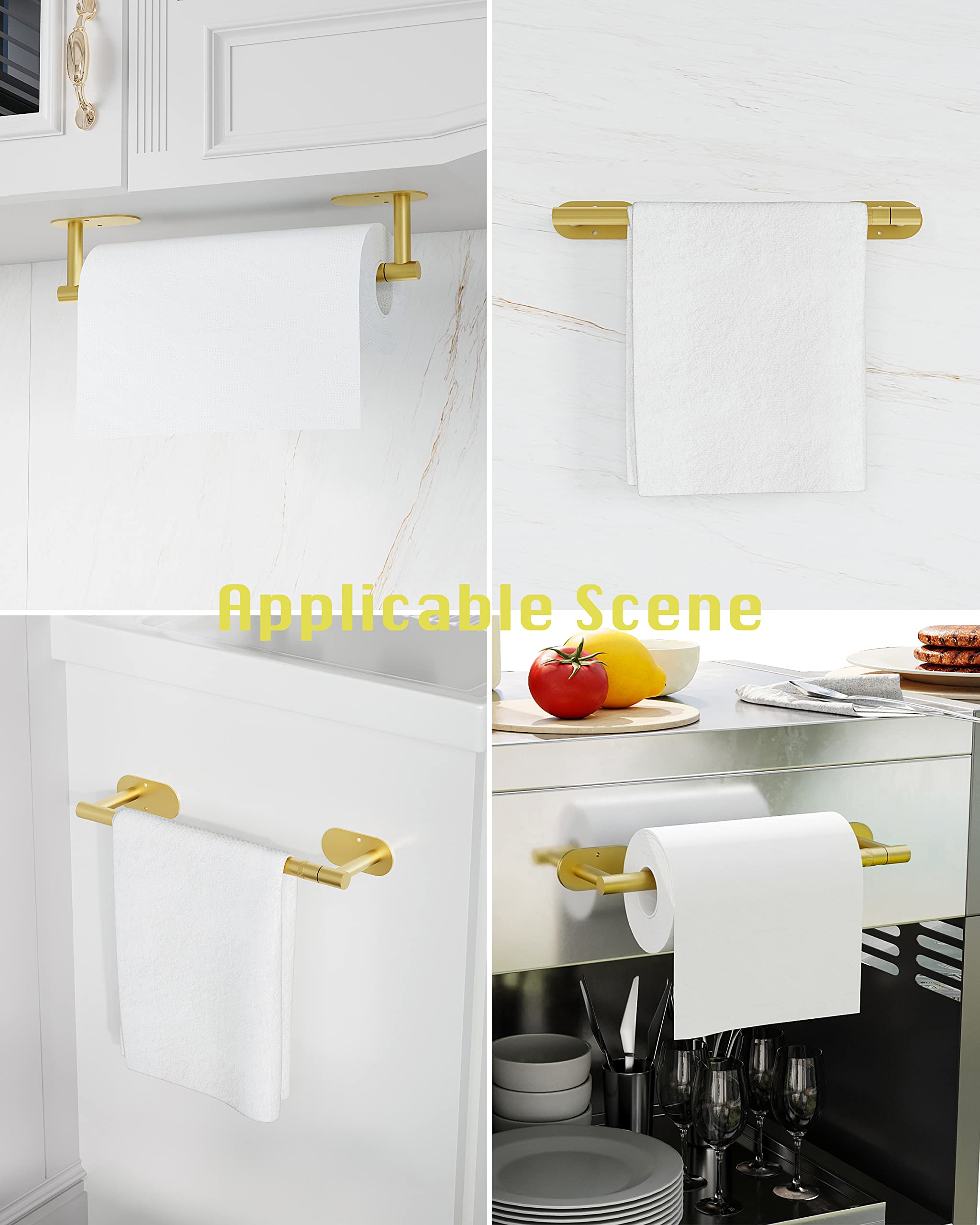 Wzkaly Paper Towel Holder Under Cabinet, Self Adhesive Or Wall Mounted Sus304 Stainless Steel Paper Towel Holder For Kitchen, Fa