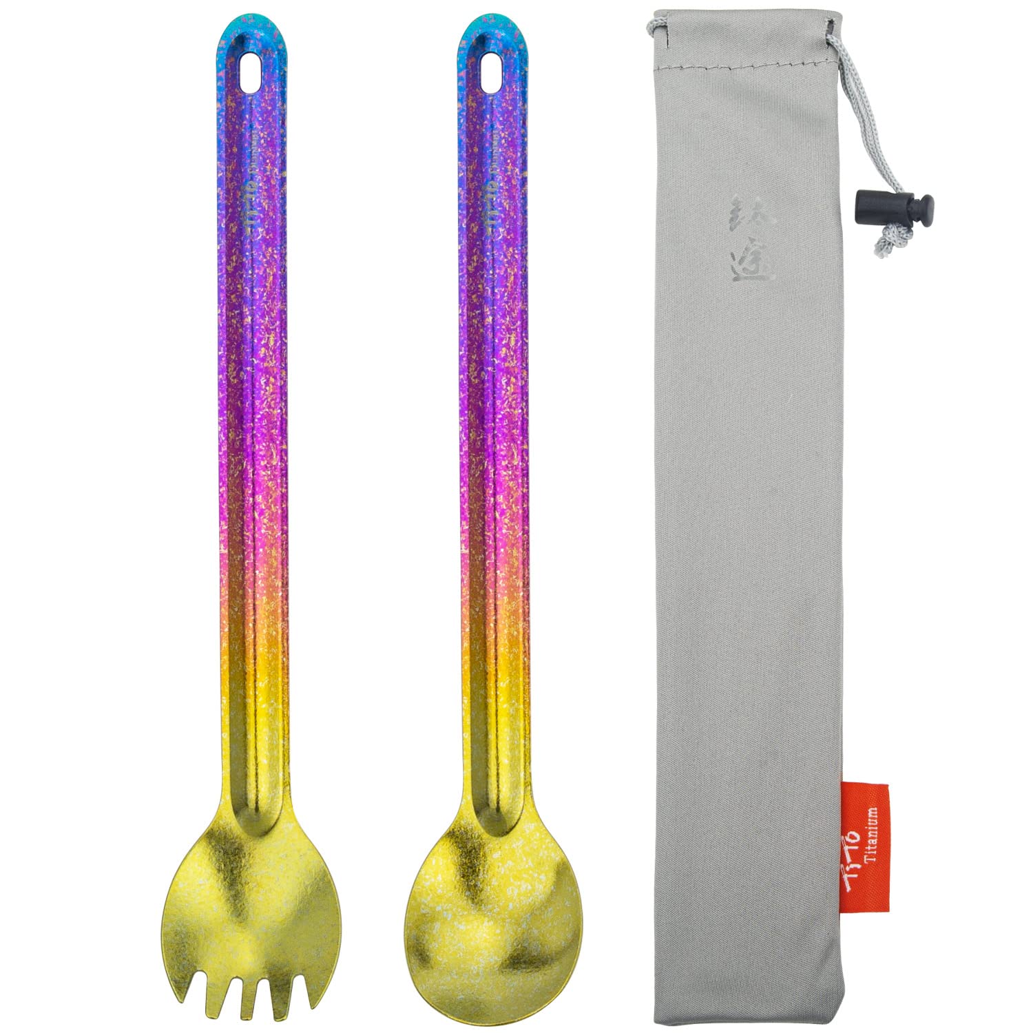 Tito Titanium Long Handle Spork And Spoon Eco-Friendly Ultralight Portabale Flatware For Outdoor Camping Backpacking Hiking Trav