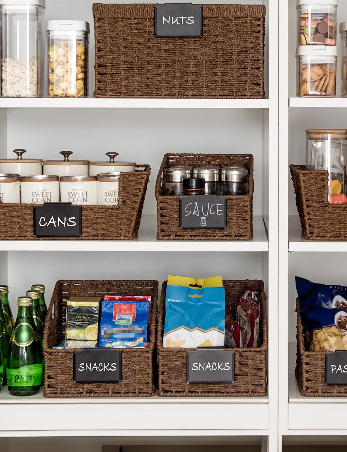 Storageworks Round Paper Rope Storage Baskets With Built-In Handles, Hand Woven Baskets For Organizing, Dark Brown, 8 Al X 9 Aw