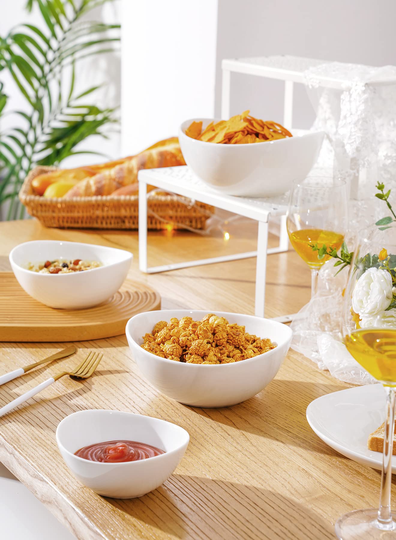Sweese Porcelain Serving Bowls For Entertaining, 10-18-28-42 Ounce, Microwave & Dishwasher Safe, Large Serving Dishes, Prep Sala