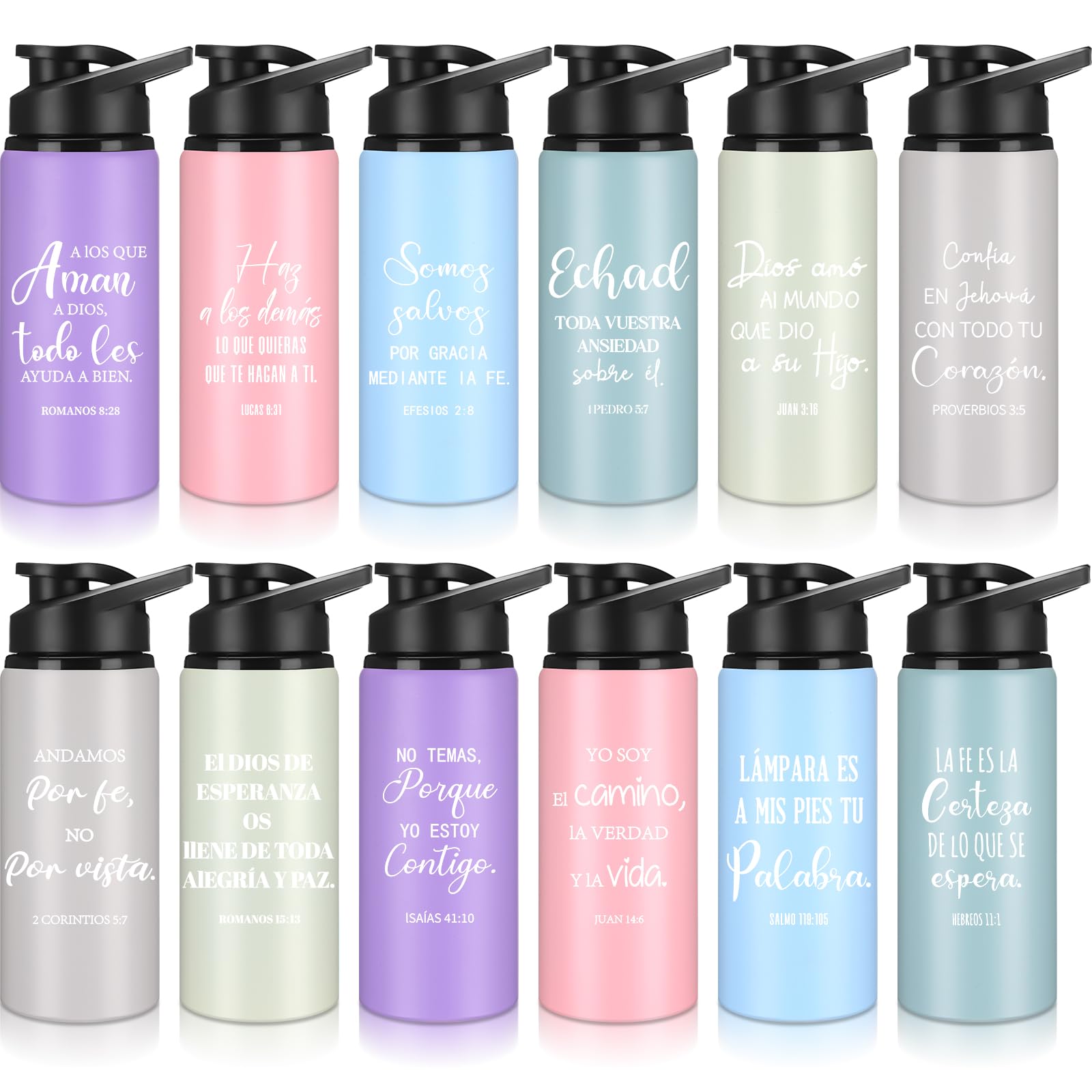 Reallnaive 12 Pieces Cna Week Christian Gifts 20oz Reusable Aluminum Water Bottle Religious Inspirational Bible Verse Leakproof 