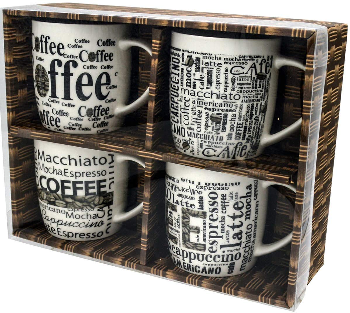 Rockin Coffee Mugs Beautiful Vintage Ceramic Cups Set Of 4 With Distinctive Assorted Caf   Phrases, In Exclusive Boxed Gift Sets