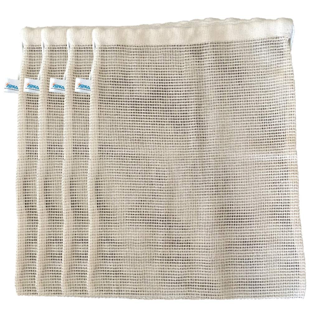 Arka Home Products 100% Cotton Net Bags For Vegetables And Fruits Storage EcoFriendly, NonToxic, Washable, Reusable (12 X 15 I