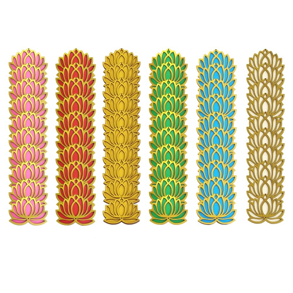 Gift Jaipur Multicolor Lotus 4 Inch Set of 60 Wooden Cutout DIY Rangoli Kit | Decorations for Diwali, Dusshera Wedding Rangoli, 