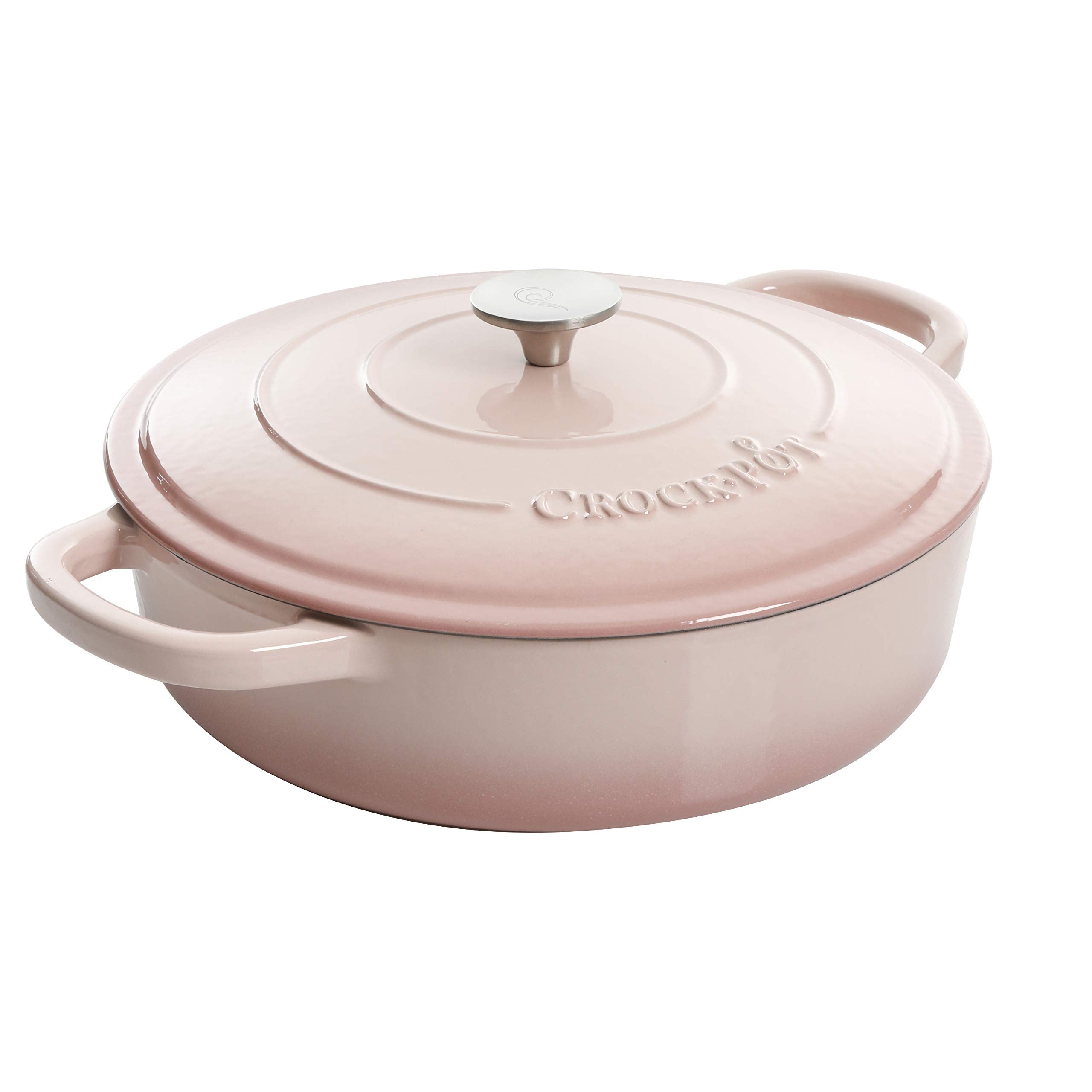 Crock Pot - 125300.02R Crock Pot Artisan Enameled Cast Iron Braiser W/Lid, 5-Quart, Blush