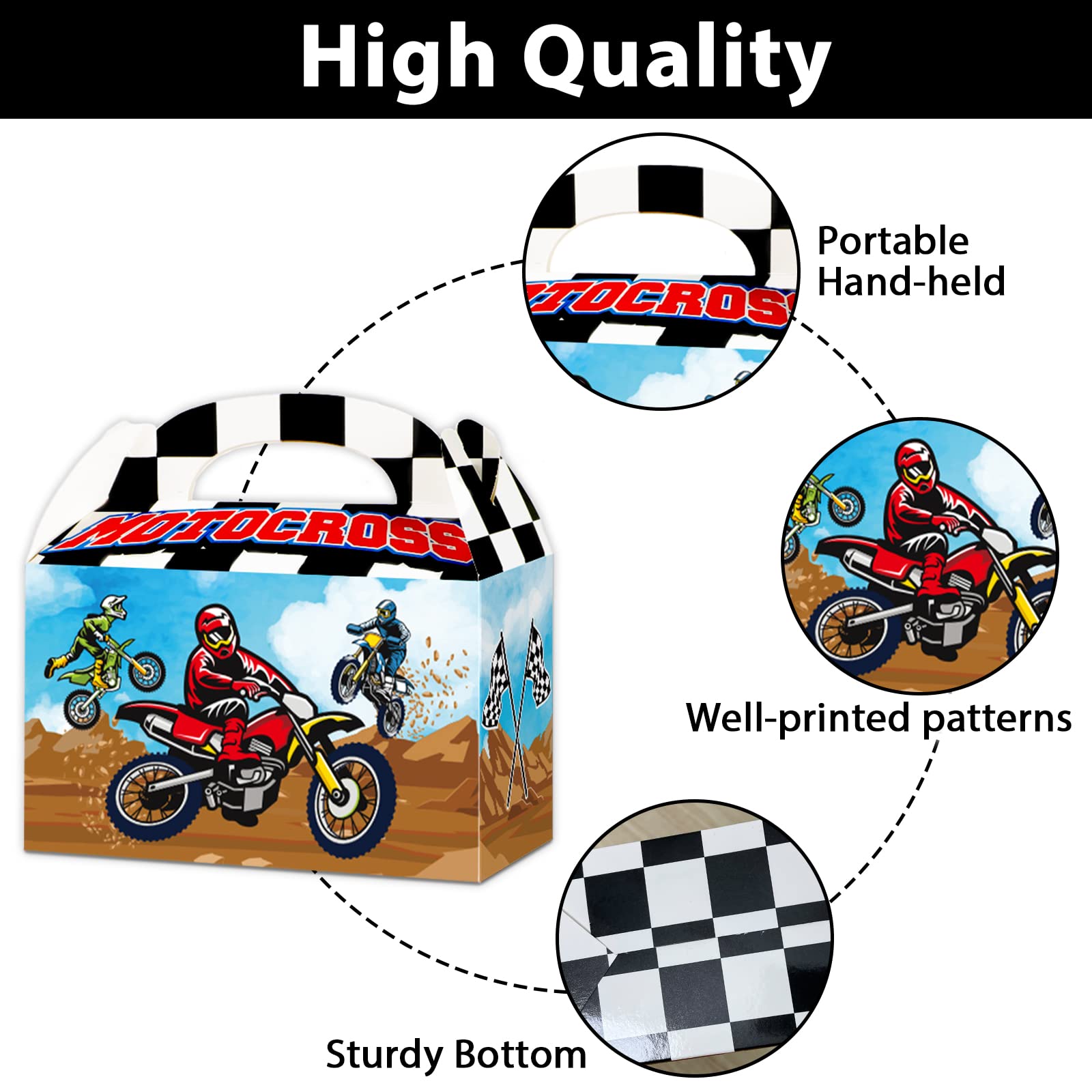 Gisgfim 12 Pcs Dirt Bike Party Gift Treat Box, Motocross Candy Goodie Favor Box For Dirt Bike Theme Birthday Baby Shower Party S