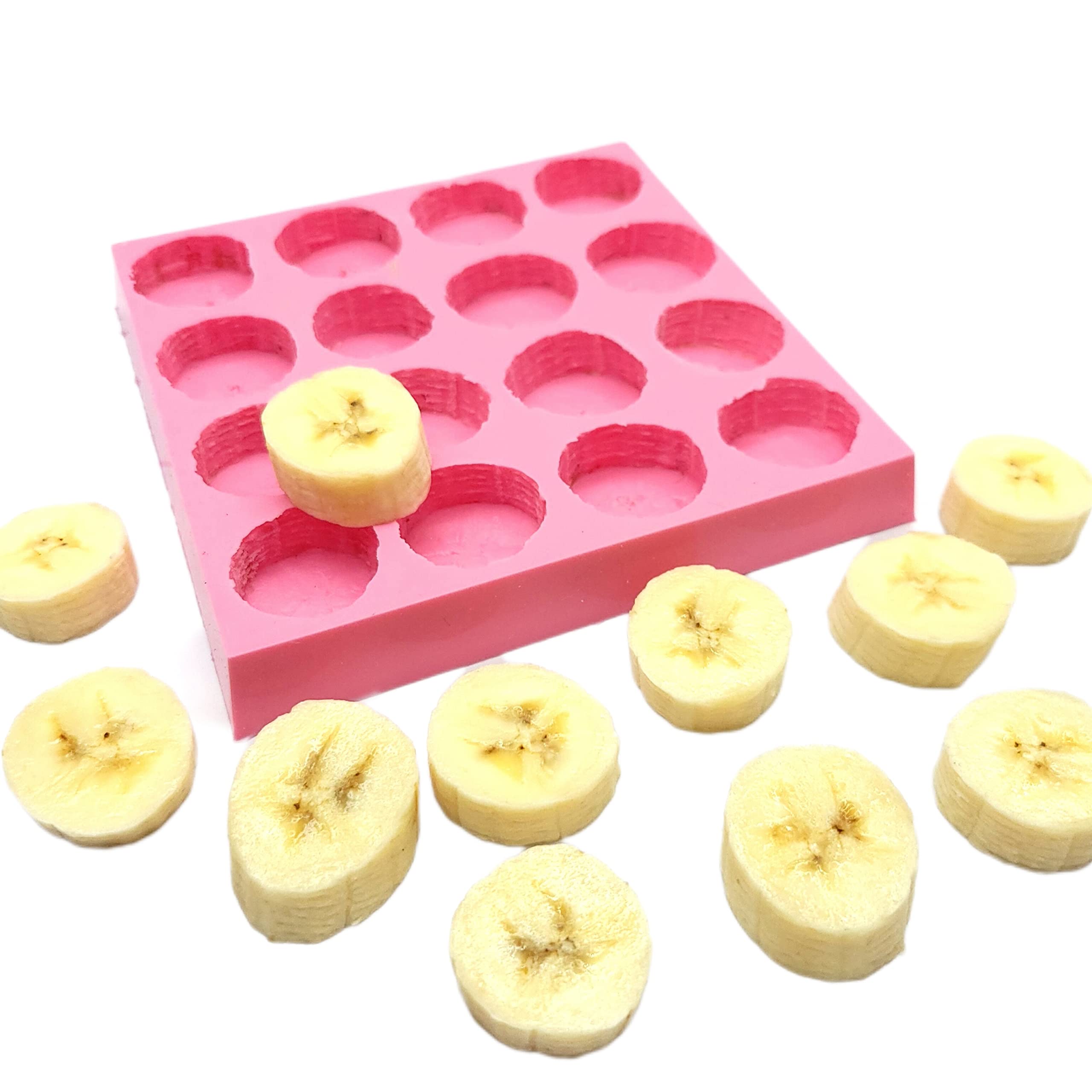 Banana slices silicone mold 16 cavities banana mold Realistic fruits molds wax melts molds NC074