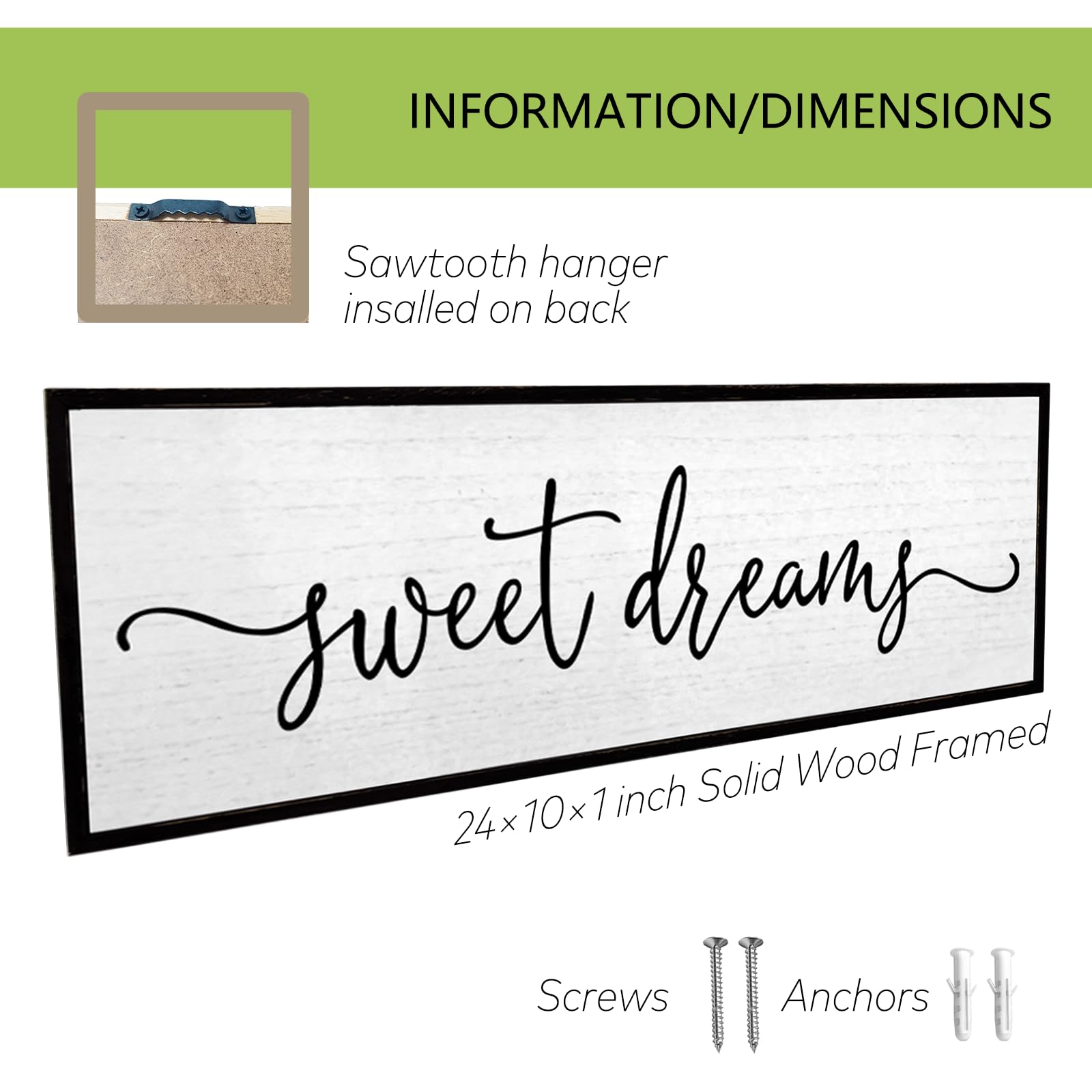 Sweet Dreams Wall Decor Above Bed Sign 24    10   Large Wood Framed Master Bedroom Guest Room Sweet Dreams Signs Farmhouse Rusti