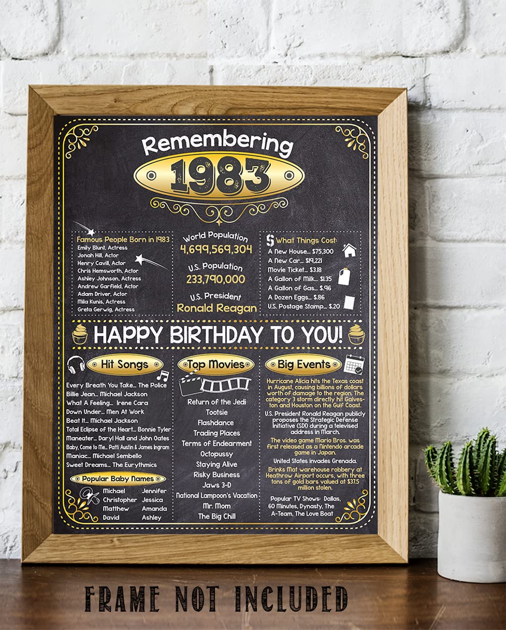 40th Birthday Party Decorations for Men and Women (Forty) - Happy Birthday Decorations Sign 1983-40th Birthday Happy Birthday Sign -11x14 Vintage 1983 Birthday Decor Unframed Print