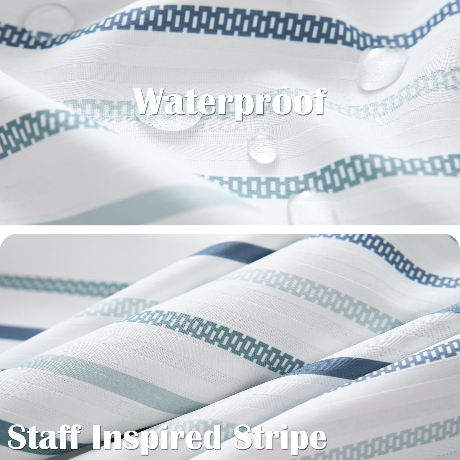 Jinchan Multi Blue And White Shower Curtain Ombre Fabric Shower Curtains For Bathroom Modern Striped Shower Curtain Waterproof I